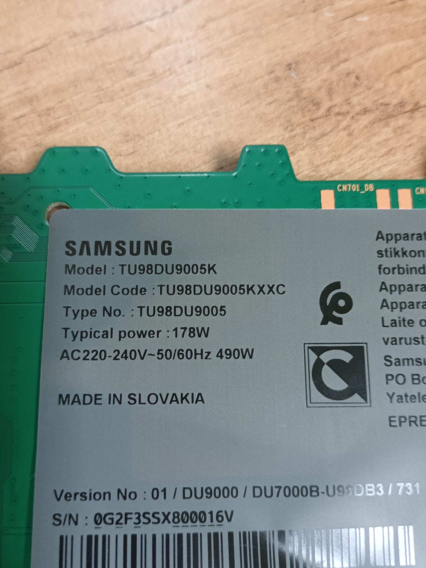 BN44-01283A, NUEVA SIN USAR, de TV SAMSUNG TU98DU9005K,