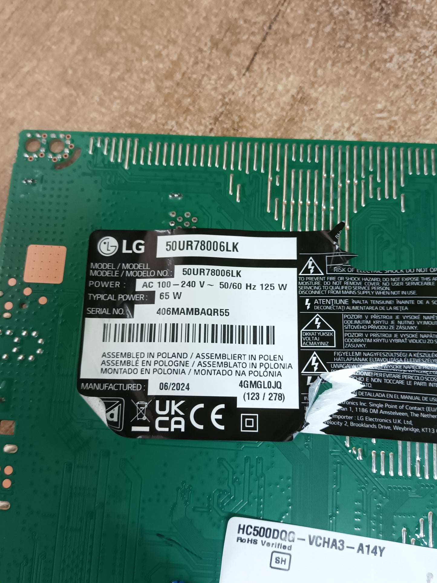 Placa main, EAX70042605(1.0), EBT67535553, de tv LG50UR78006LK, NUEVA SIN USAR,&nbsp;