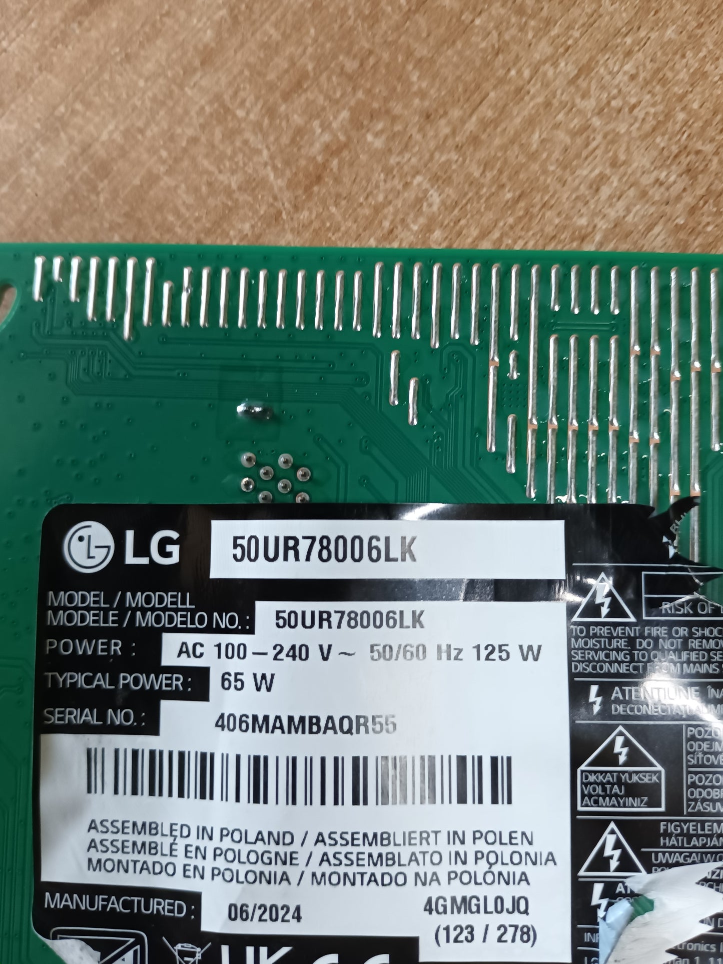 EAY65895570, NUEVA SIN USAR,&nbsp;de TV LG50UR78006LK,