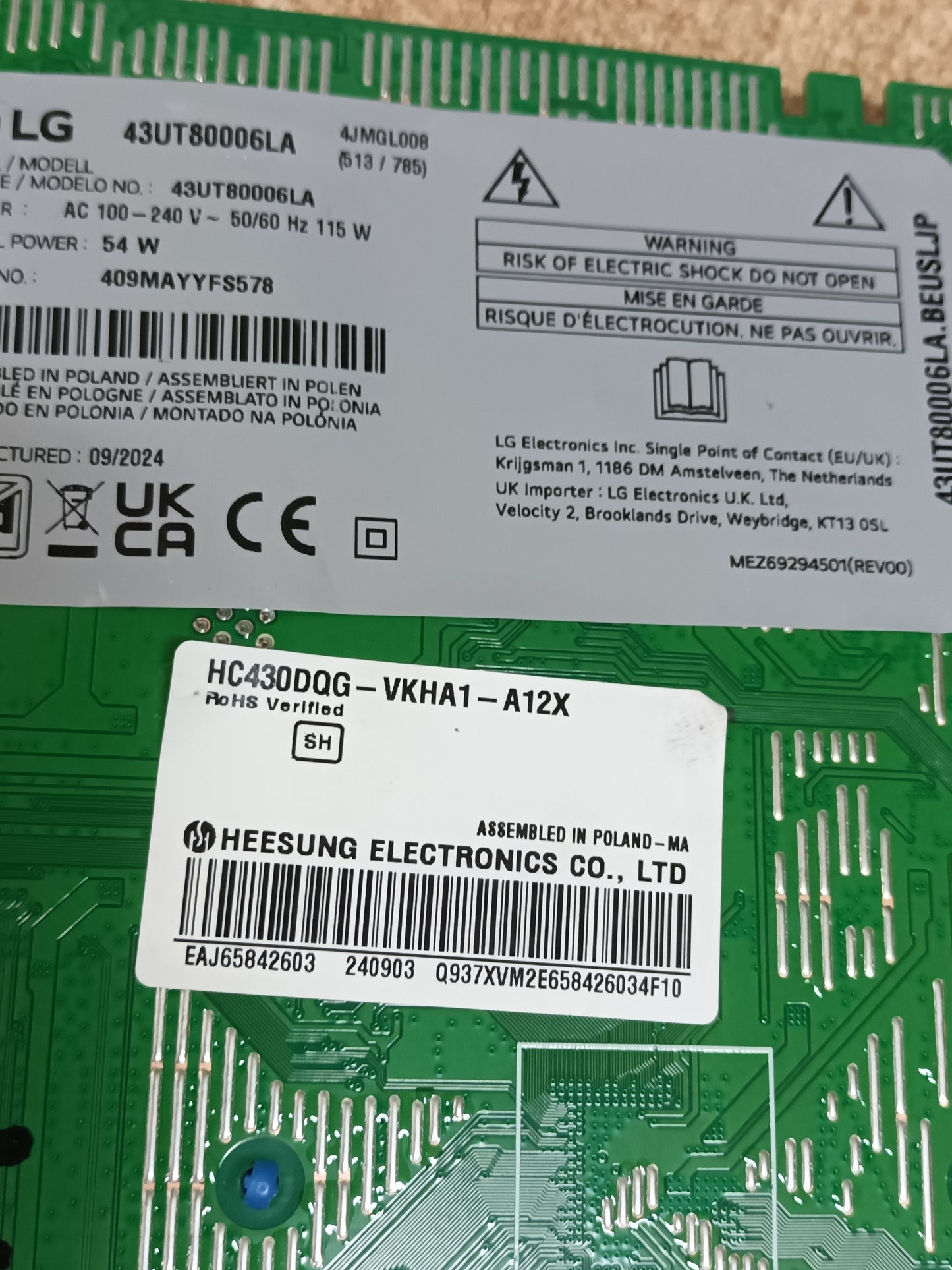 EAX70043606(1.3) de LG43UT80006LA, NUEVA