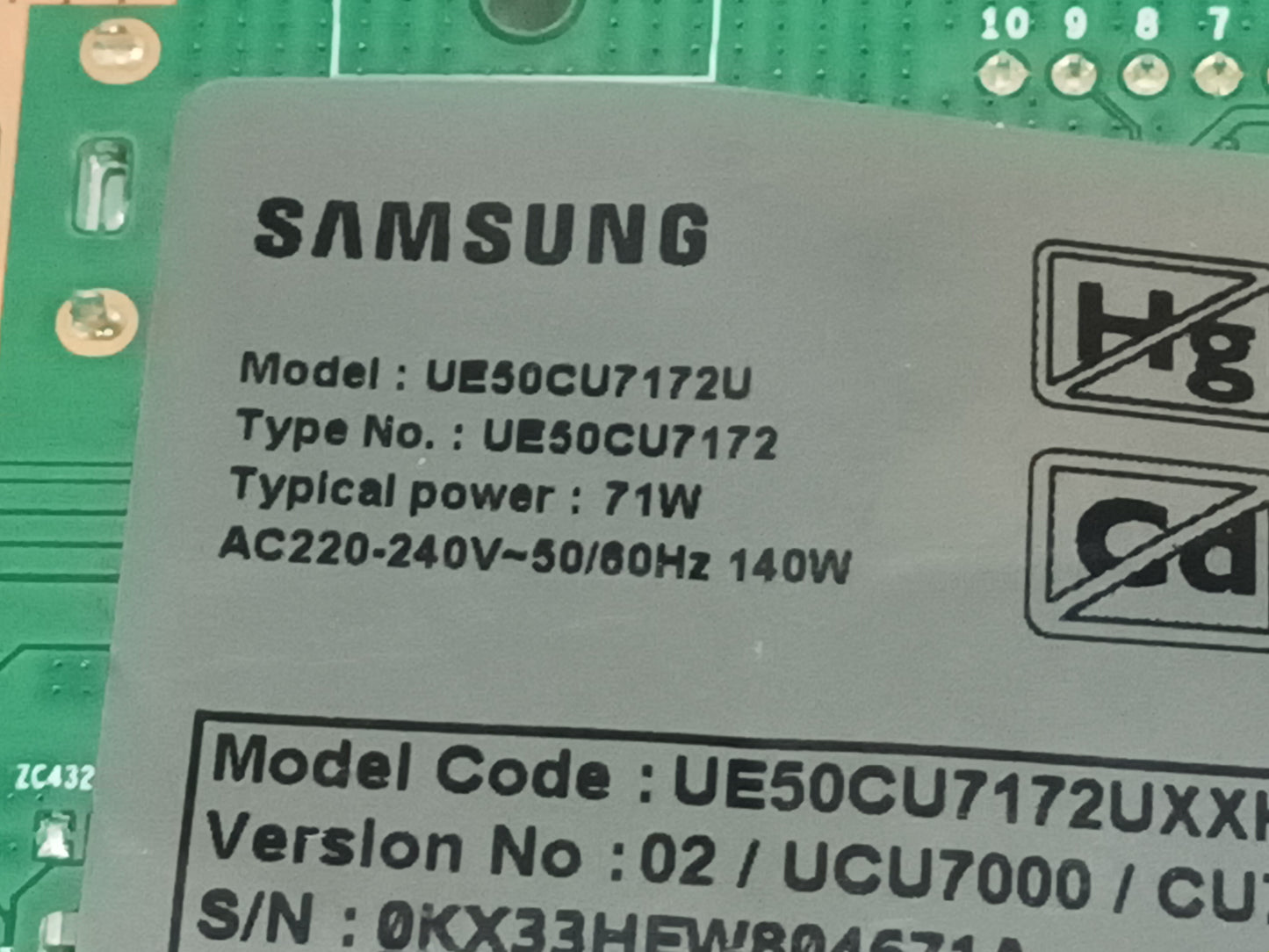 UE50CU7172U SAMSUNG, KIT TIRAS LED nuevas,