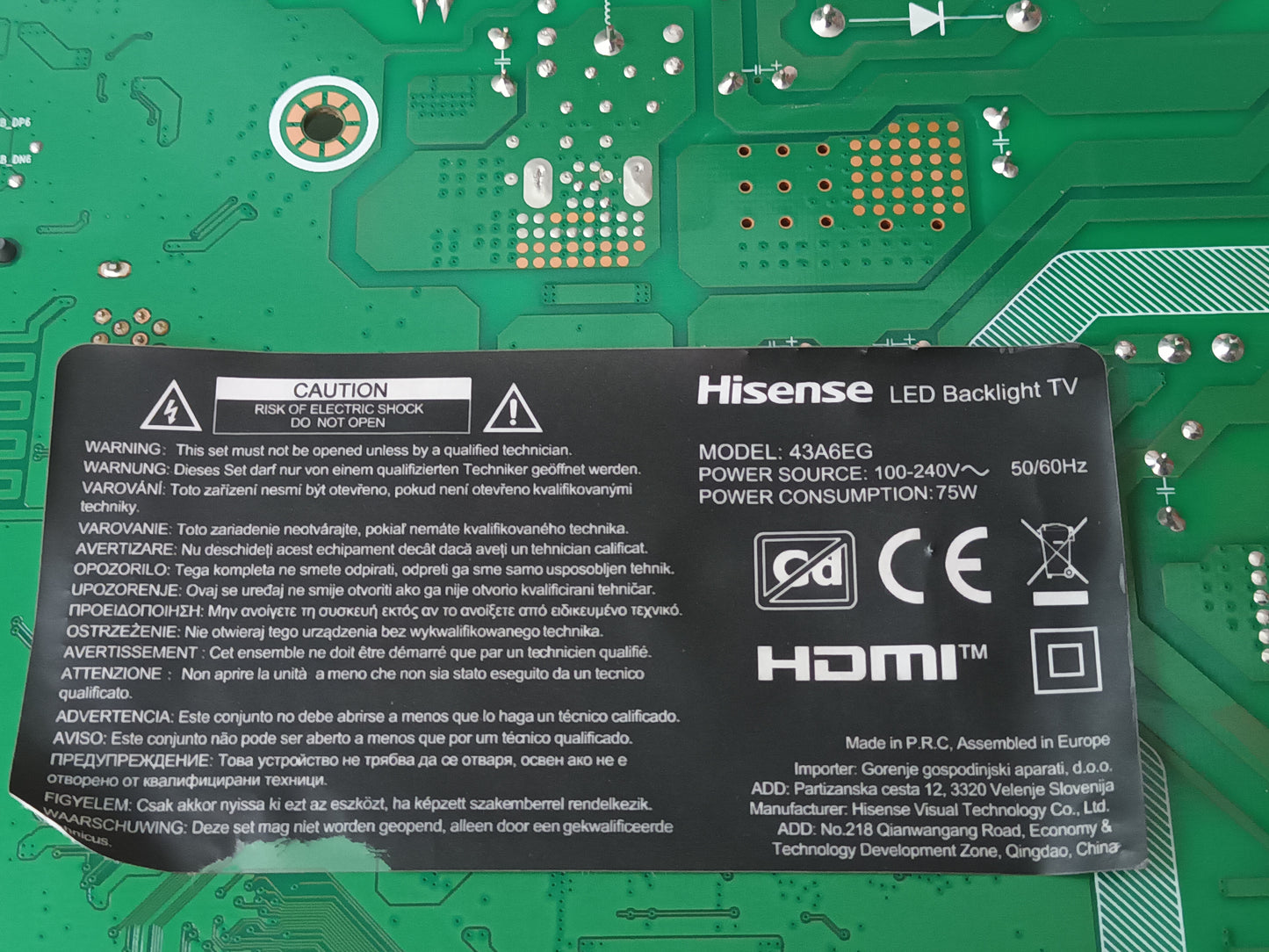 HISENSE 43A6EG, KIT 3 TIRAS LED (ref,356)