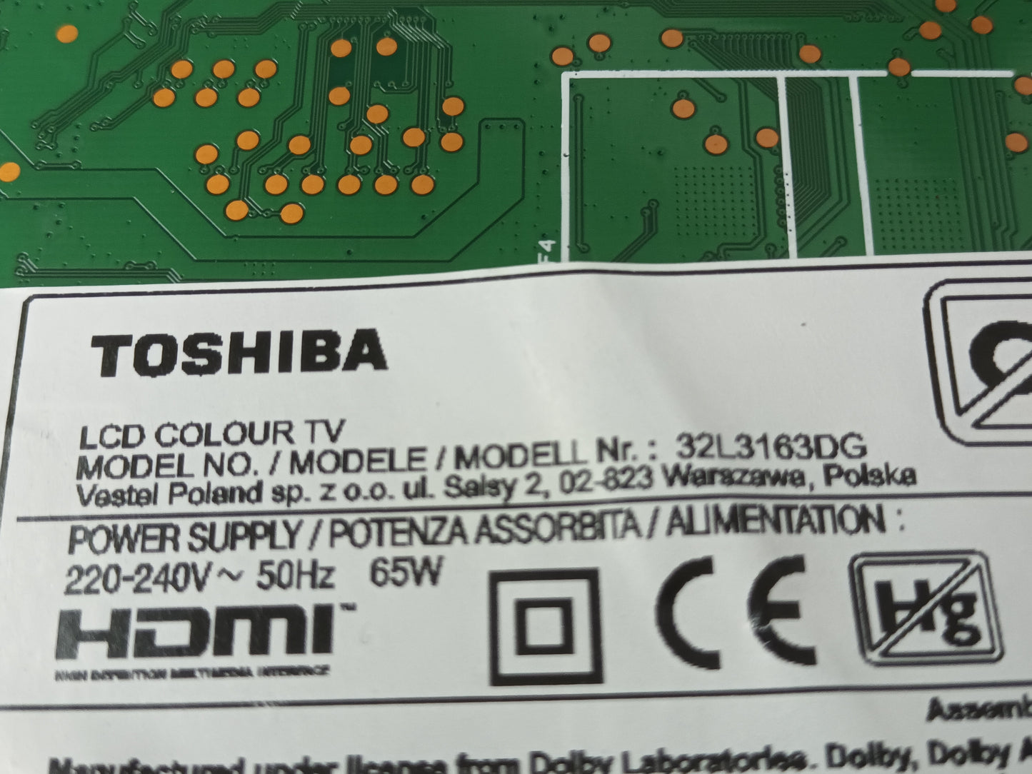 Kit 2 tiras LED Toshiba 32L3163DG