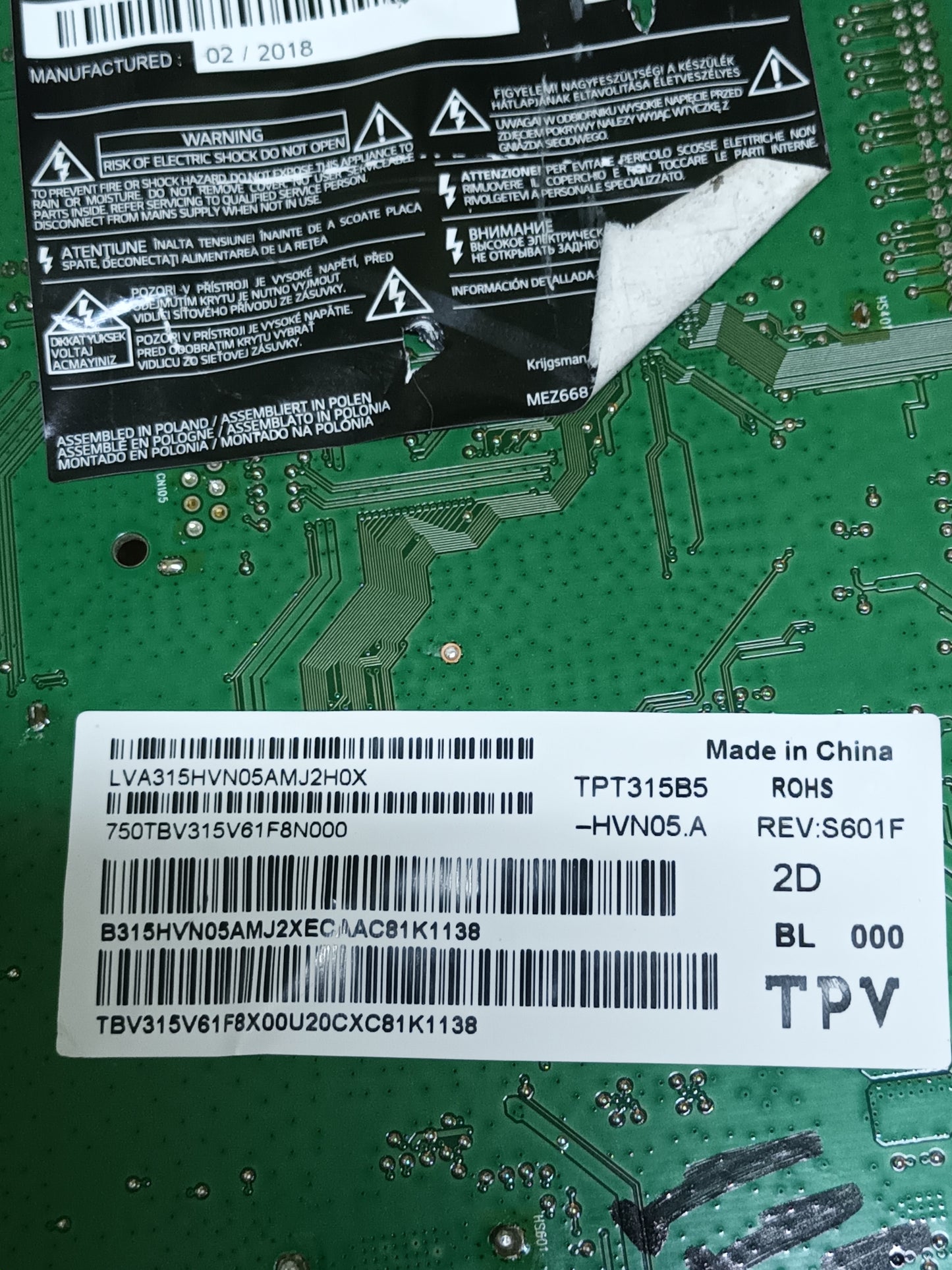 715G8524-M01-B00-004K, PLACA MAIN DE TV LG32LJ500V