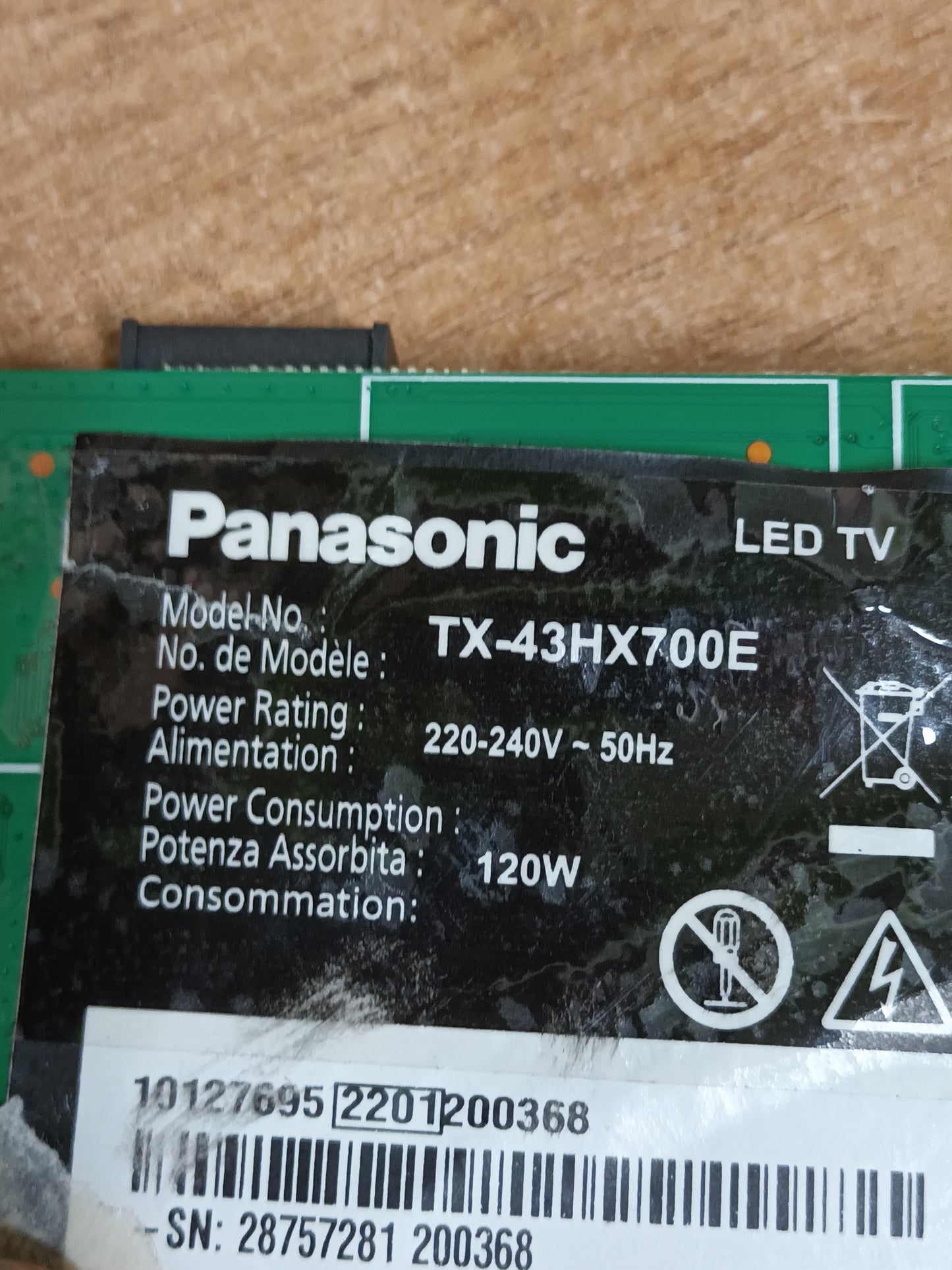 17IPS72, PSU DE TV PANASONIC TX-43HX700E