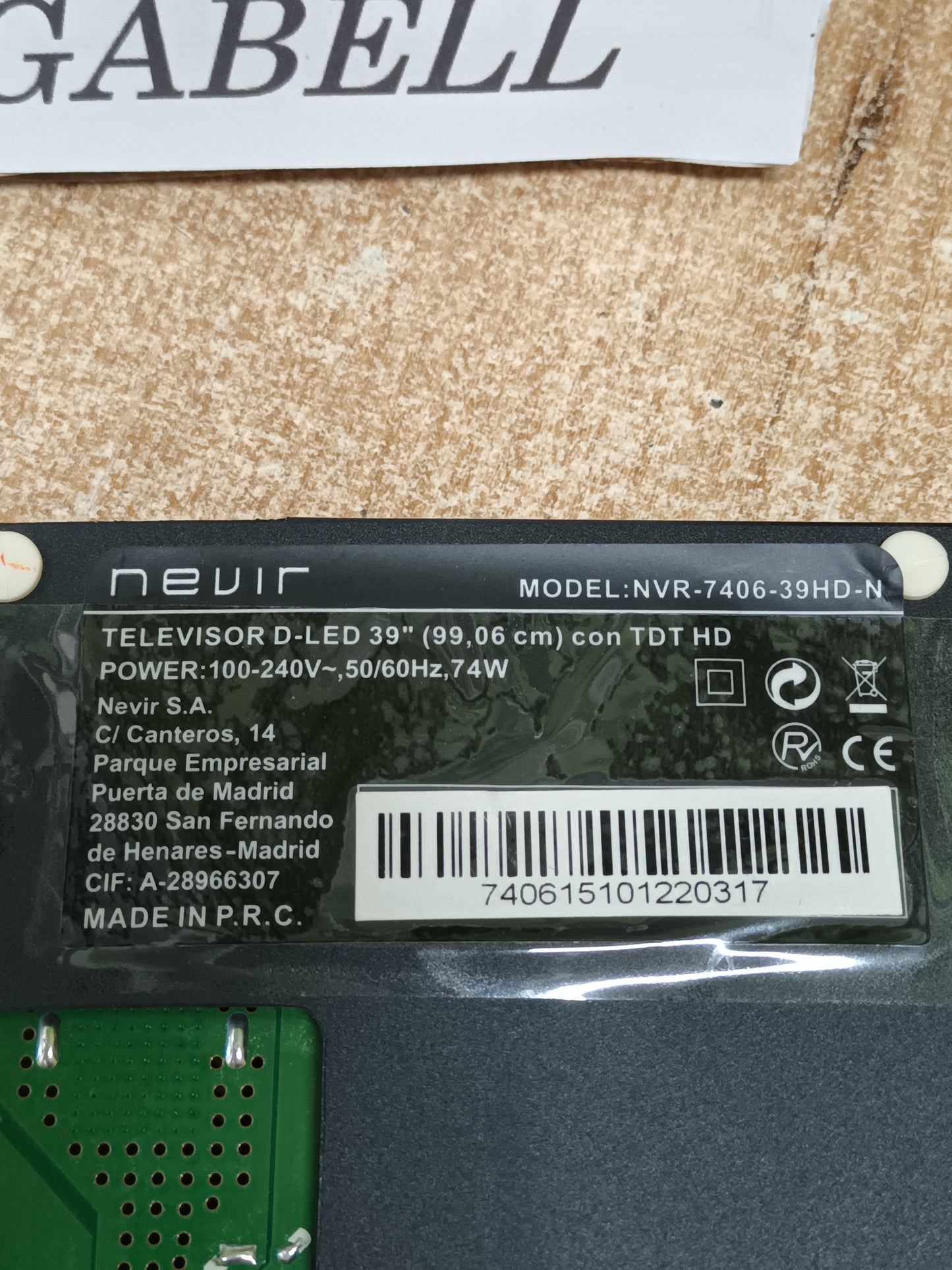 TP.S506.PB801, PLACA MAIN NEVIR NVR-7406-39HD-N