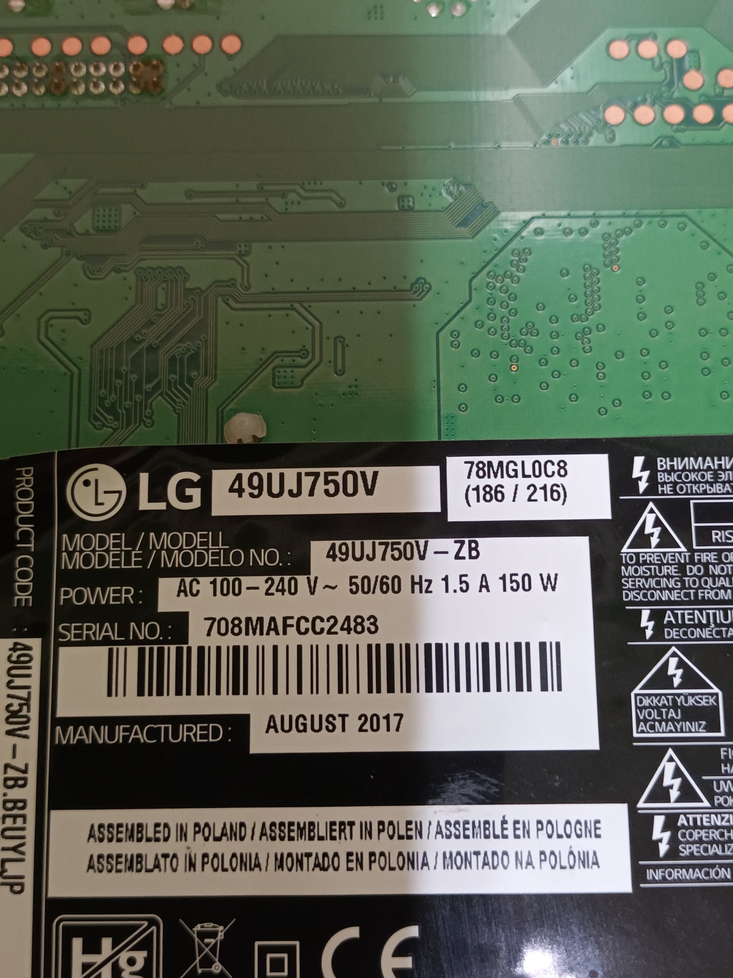 EAX67187601(1.7), FUENTE DE TV LG49UJ750V