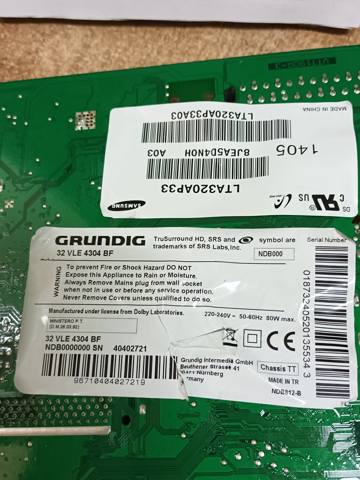 VTT190R-3 V-0, DE TV GRUNDIG 32VLE4304BF,(ref-268)