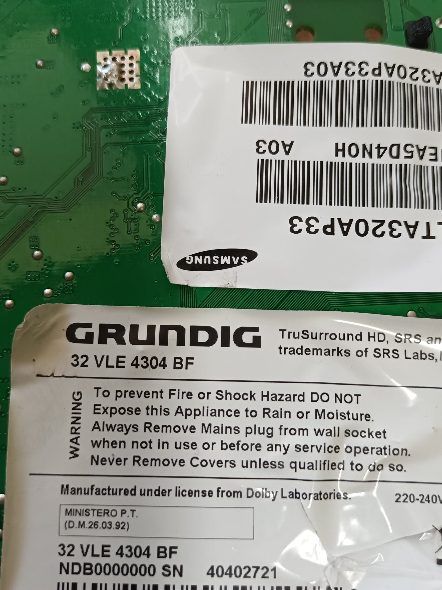 VZL194-04, DE TV GRUNDIG 32VLE4304BF, (REF-84)