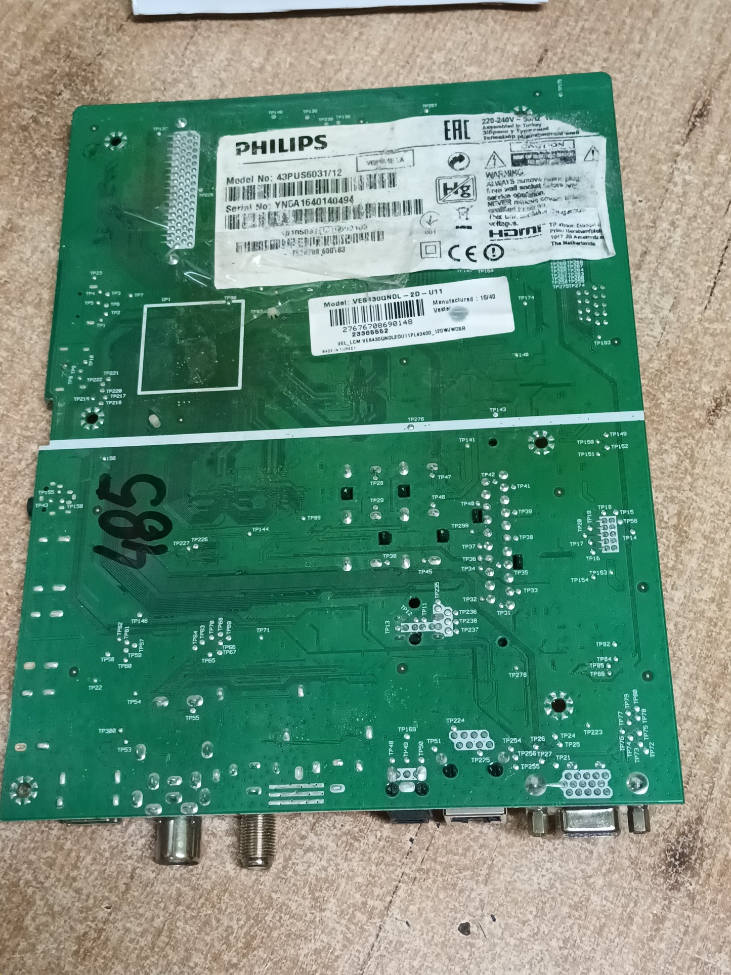 17MB120, DE TV PHILIPS 43 PUS6031/12, (ref-485)