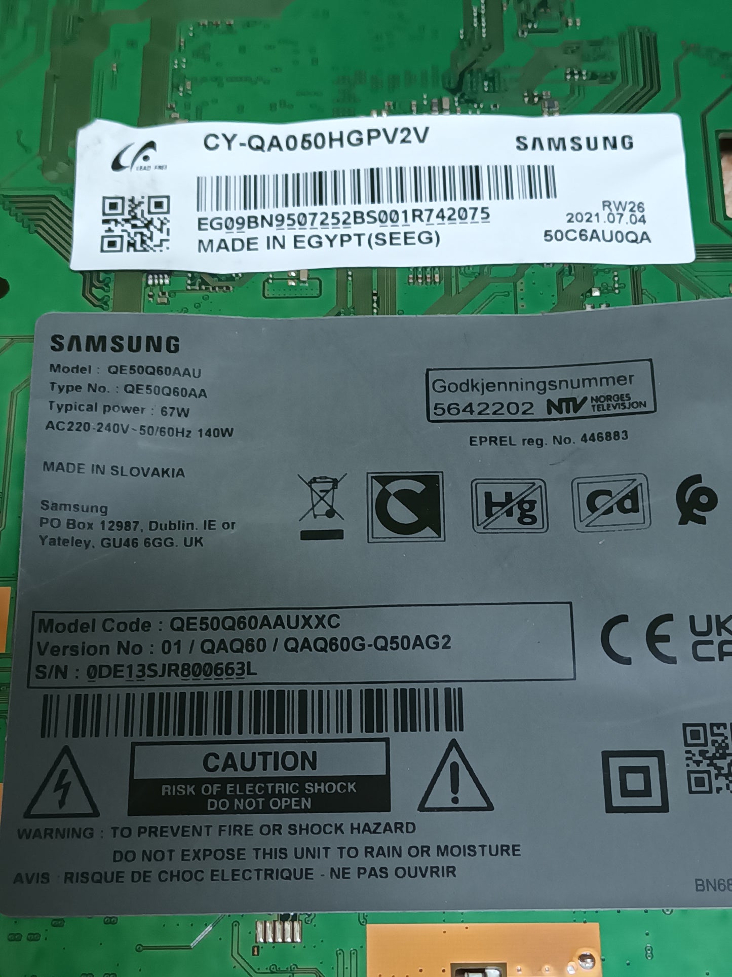 BN94-16448X, PLACA MAIN DE TV SAMSUNG QE50Q60AAU