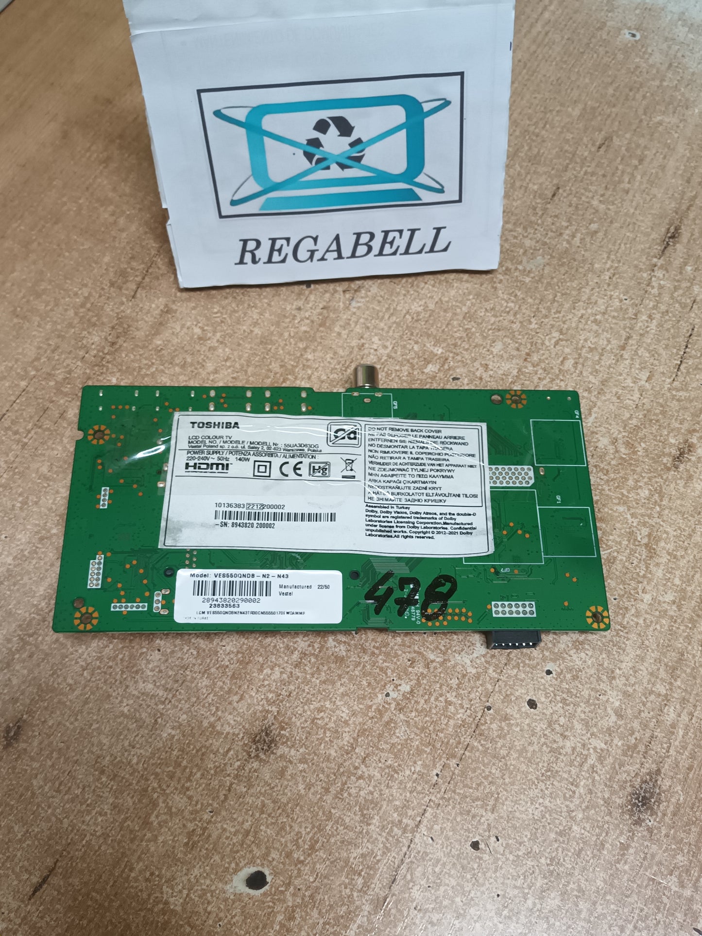 17MB185, 180721R2A, MAIN DE TV TOSHIBA 55UA3D63DG