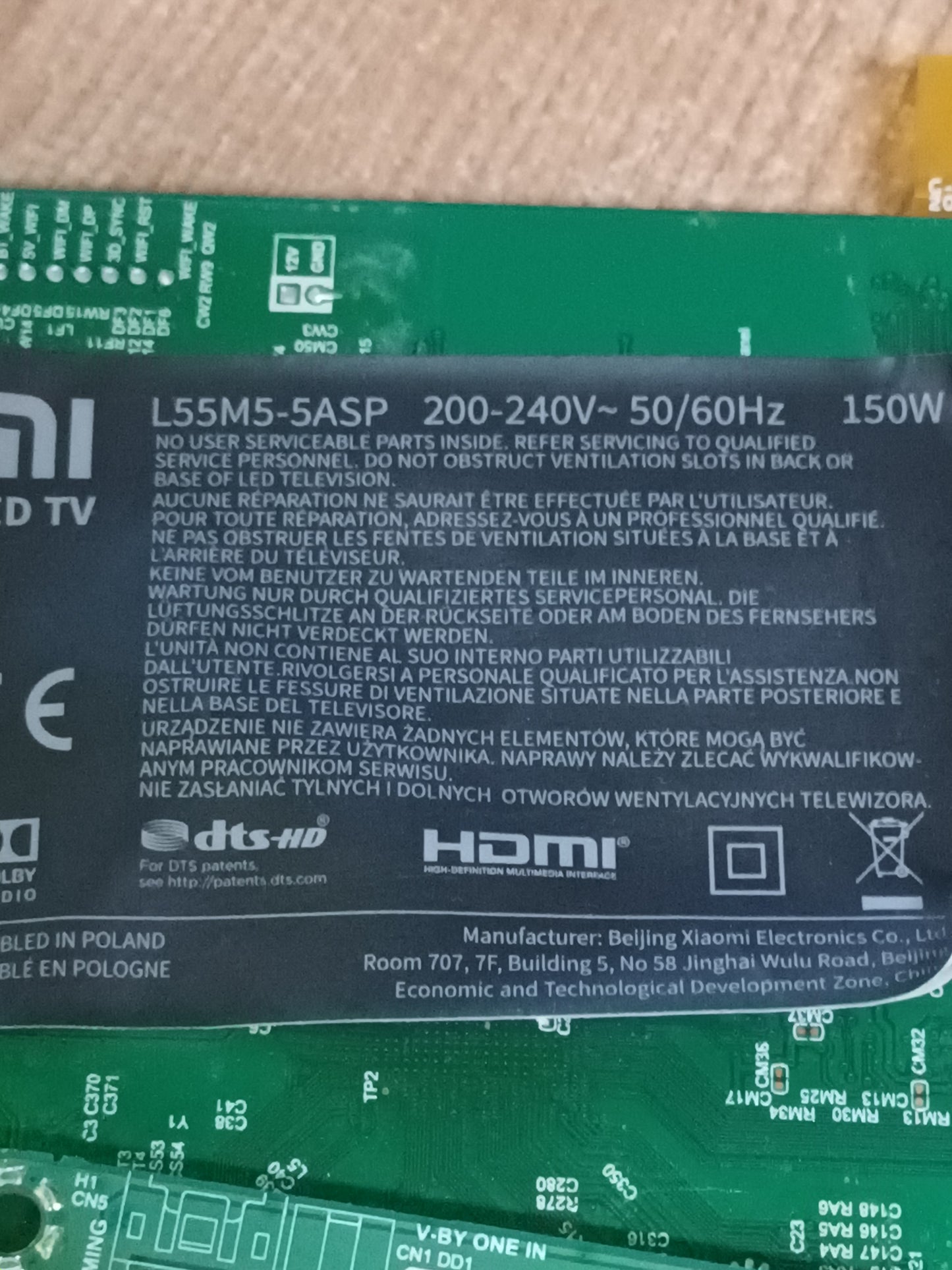 ST5461D13-2-C-2, T-COM DE TV XAIOMI L55M5-5ASP