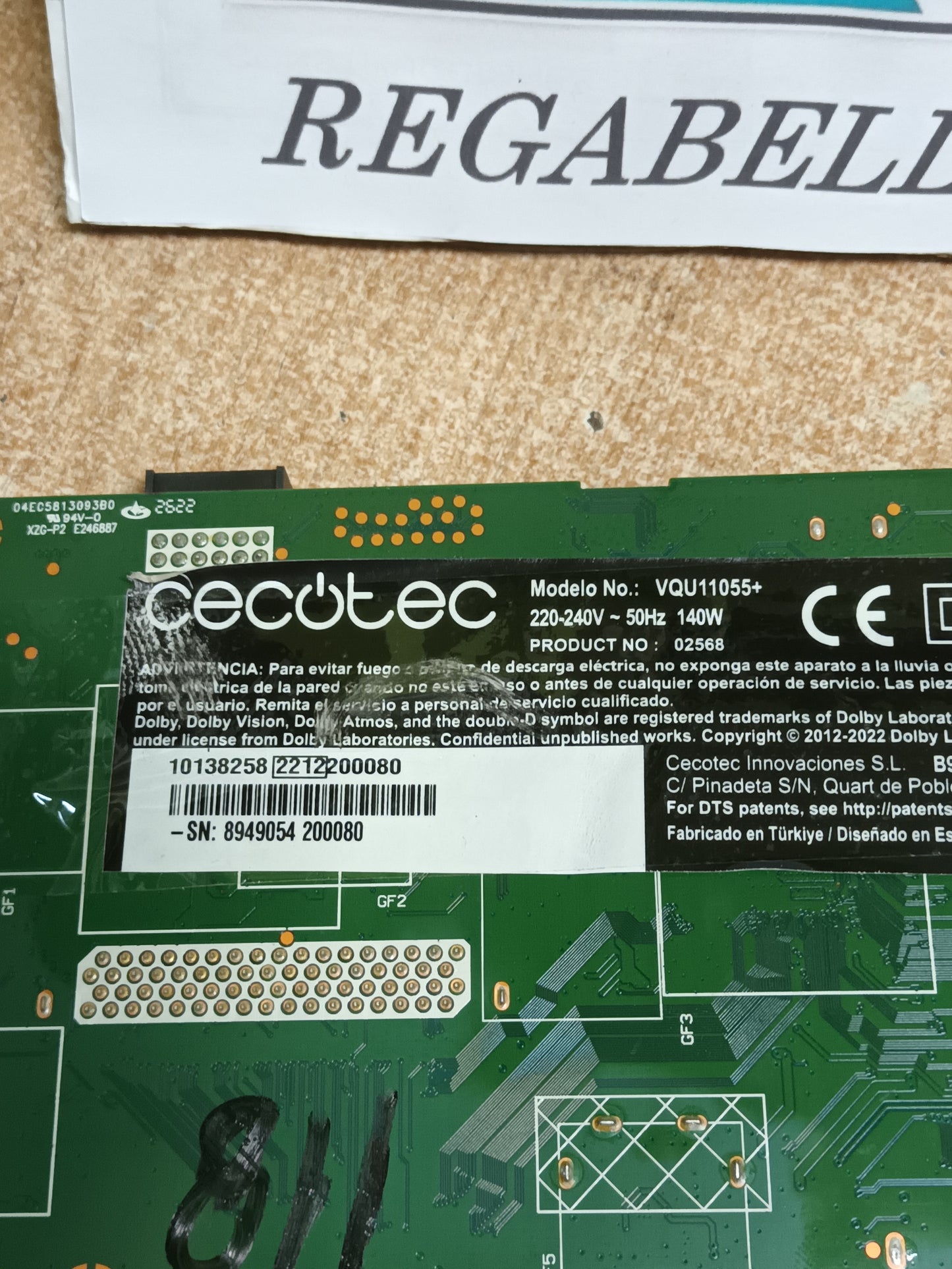 PLACA MAIN, 17MB185, 180721R2A, desmontada de TV CECOTEC VQU11055+
