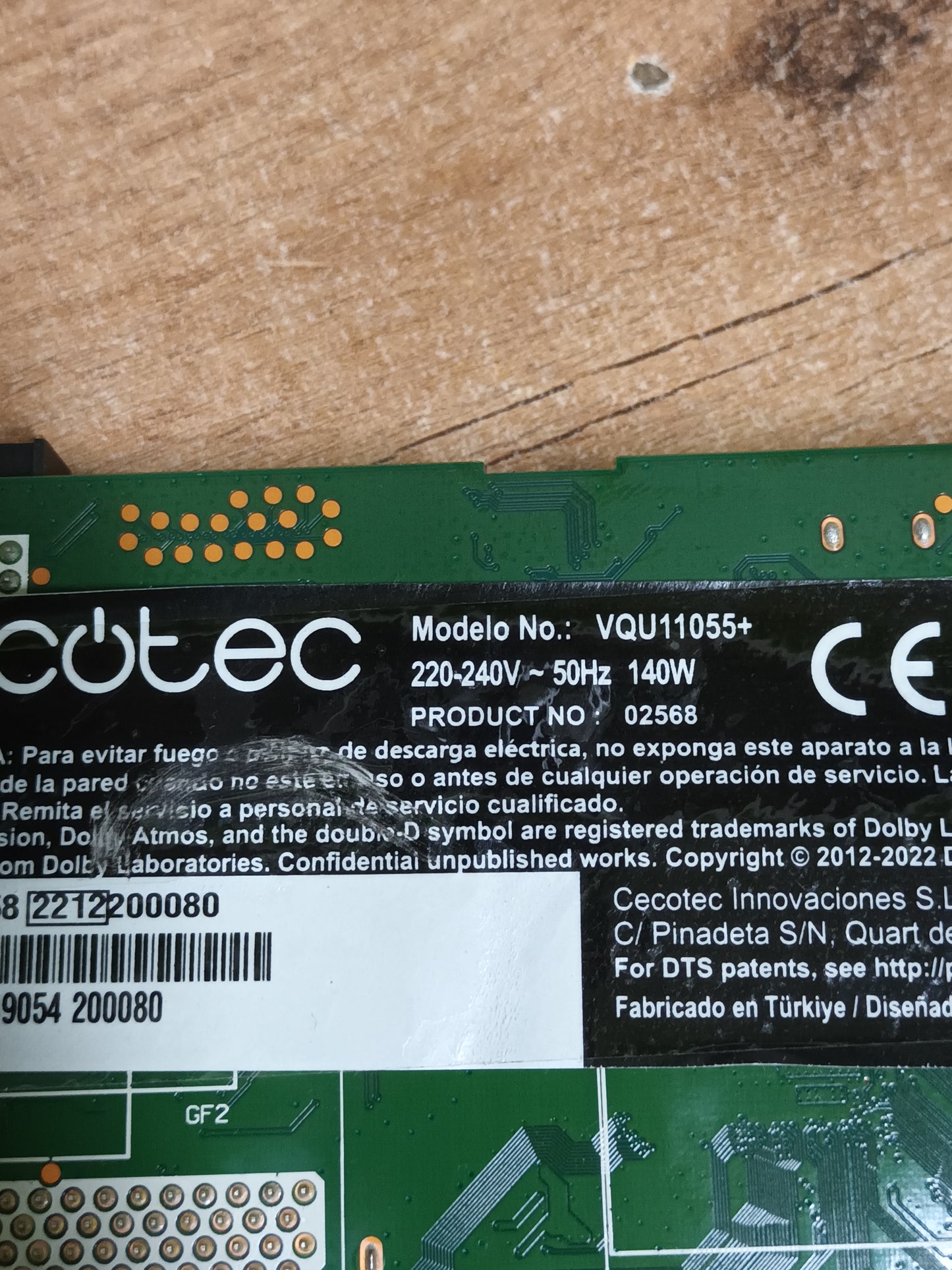 17IPS72, FUENTE DE TV CECOTEC VQU11055+