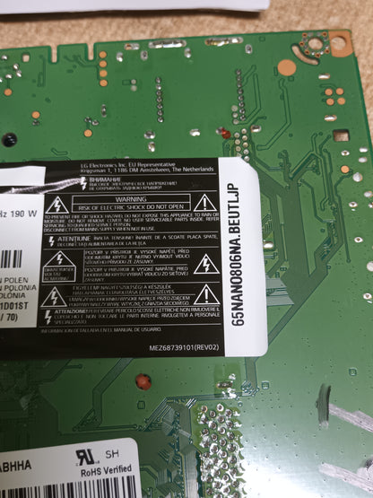 placa main, EAX69083603(1.0), EBT66606653, desmontada de TV LG 65NANO806NA.
