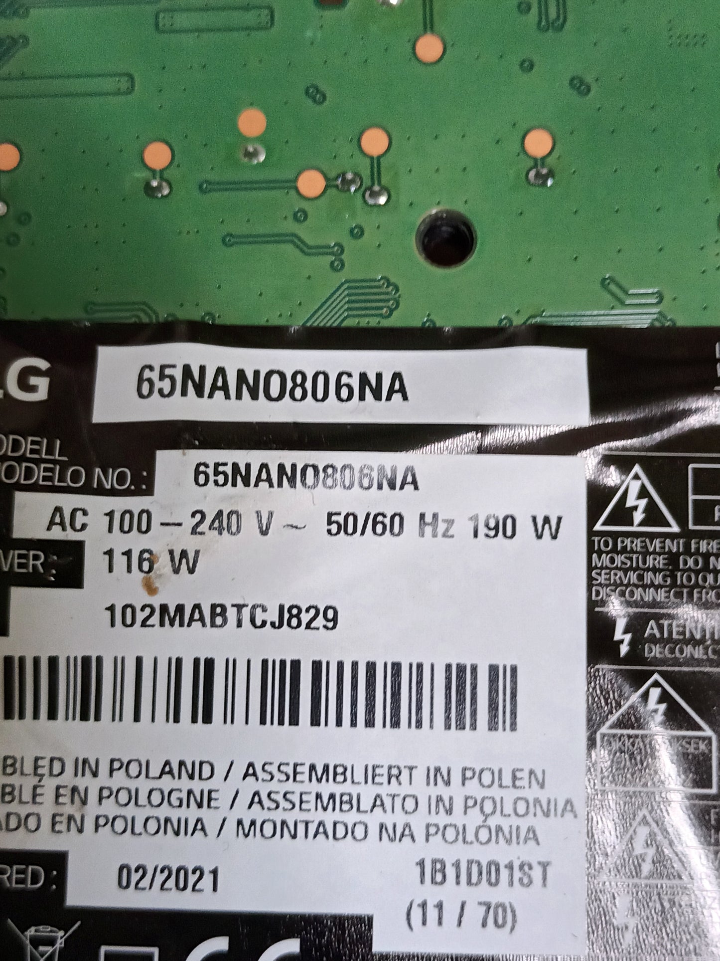 EAX68248021(2.0), FUENTE DE TV LG65NANO806NA