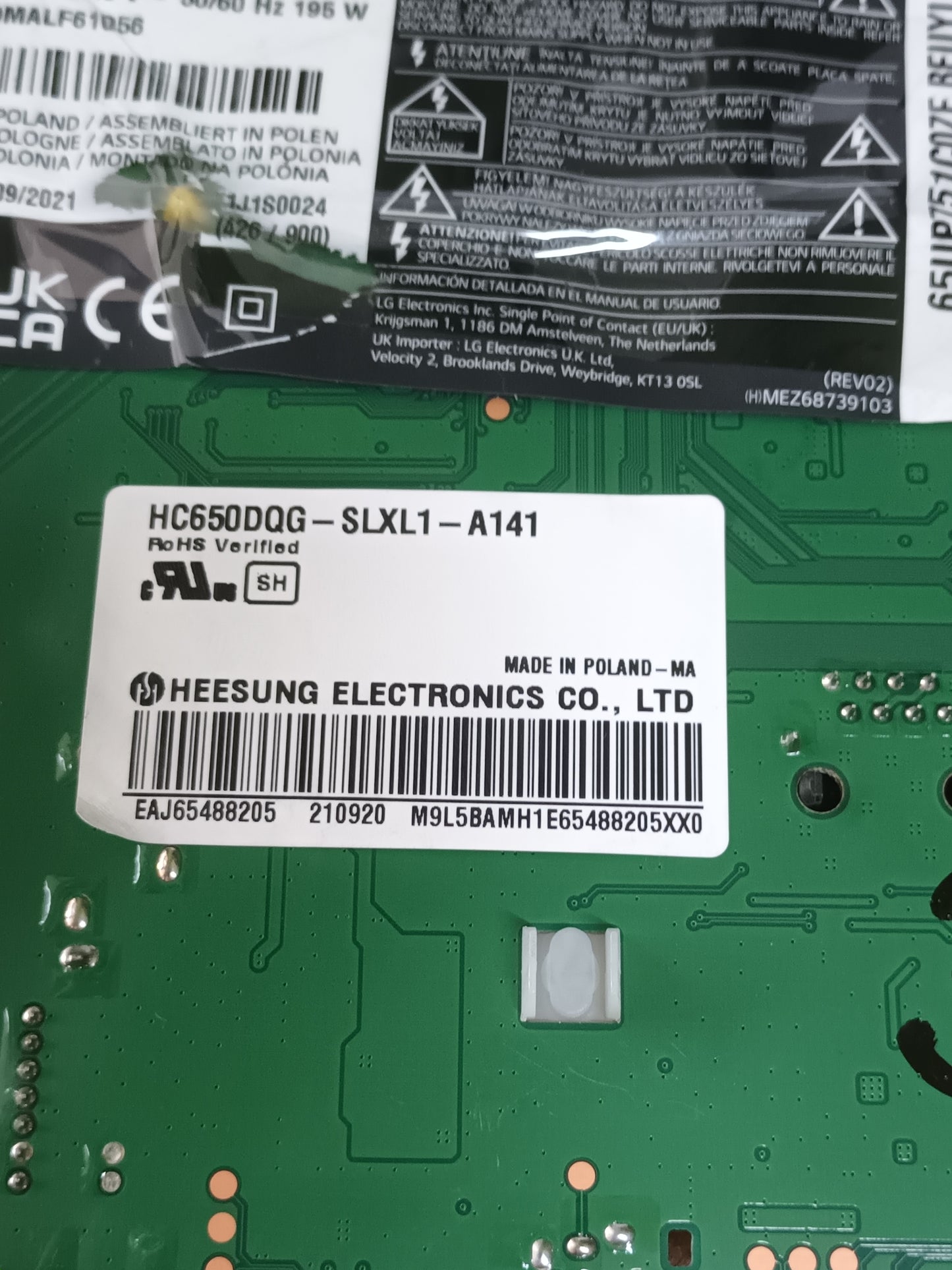 EAX69532504(1.0), EBT66697703, de LG 65UP751C0ZF, NUEVA