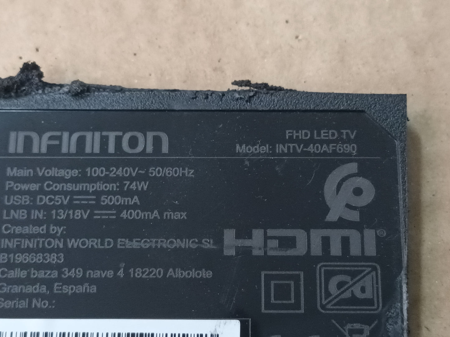 Kit 2 tiras LED DE TV INFINITON INTV-40AF690