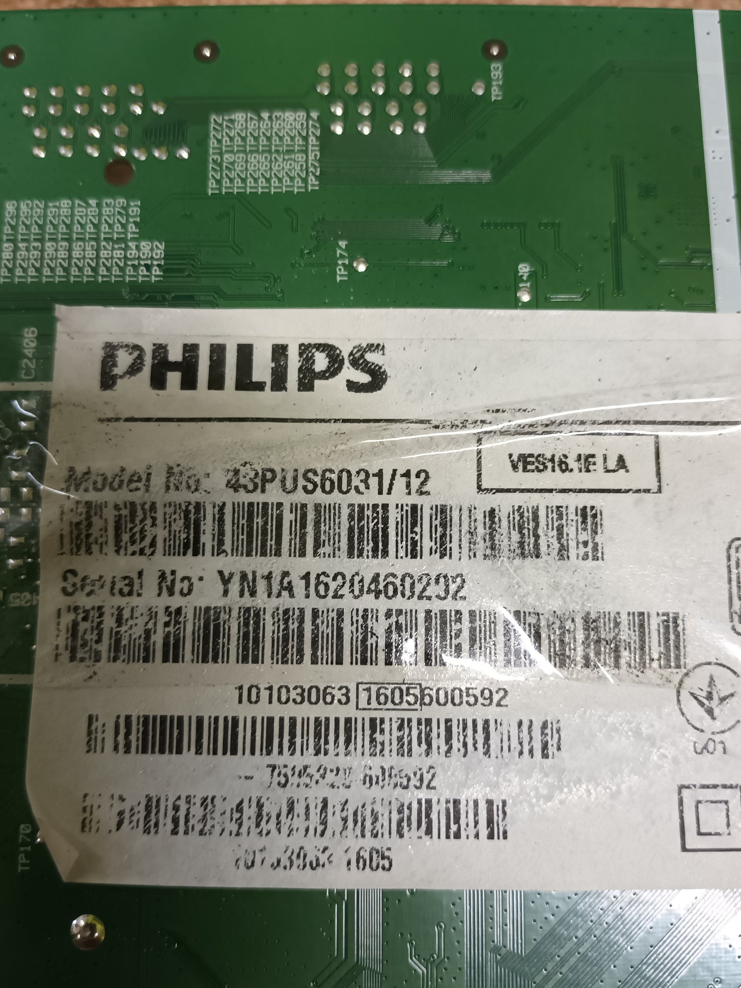 17MB120, DE TV PHILIPS 43PUS6031/12, (ref-384)