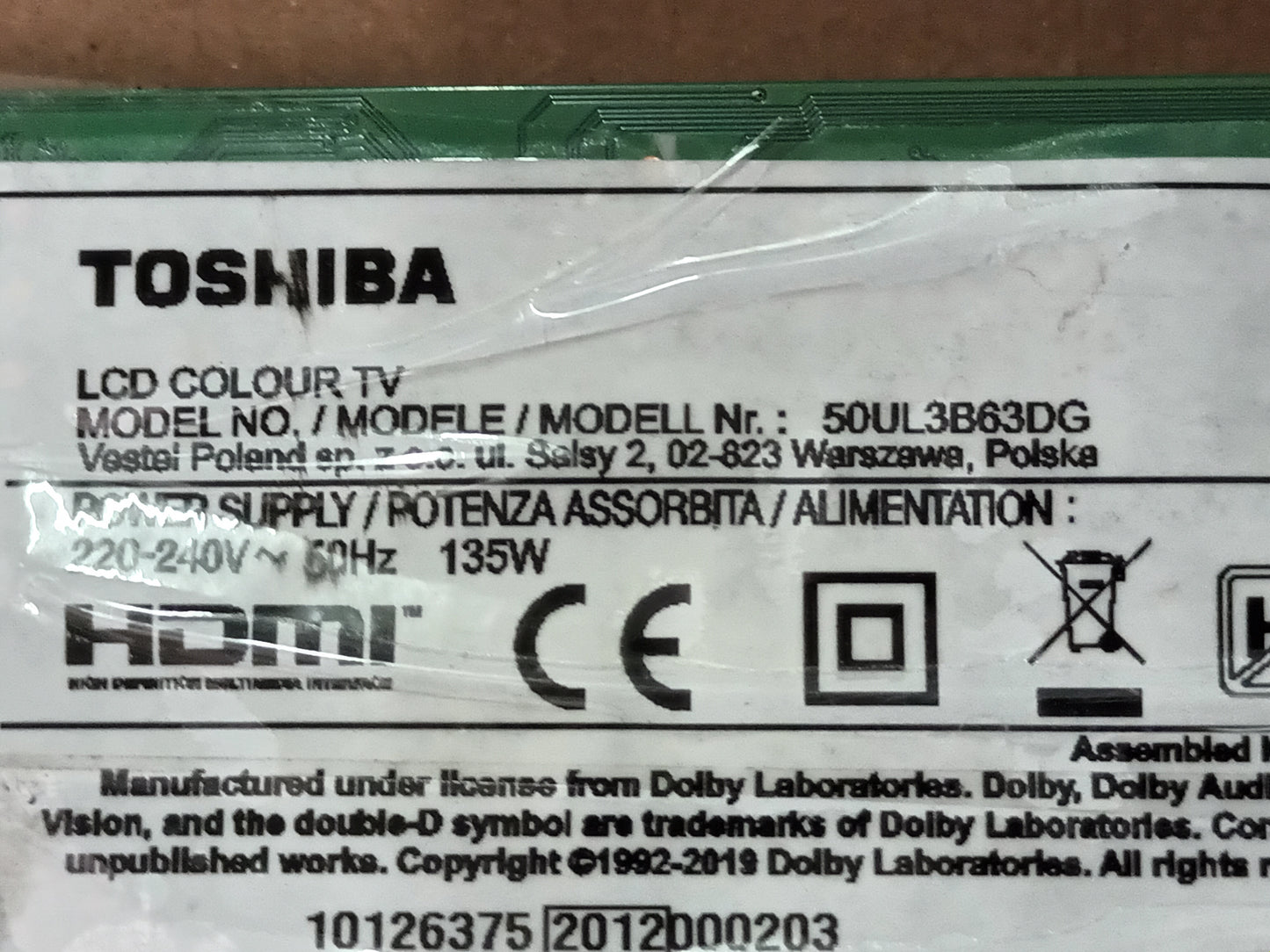 17MB230 de TOSHIBA 50UL3B63DG