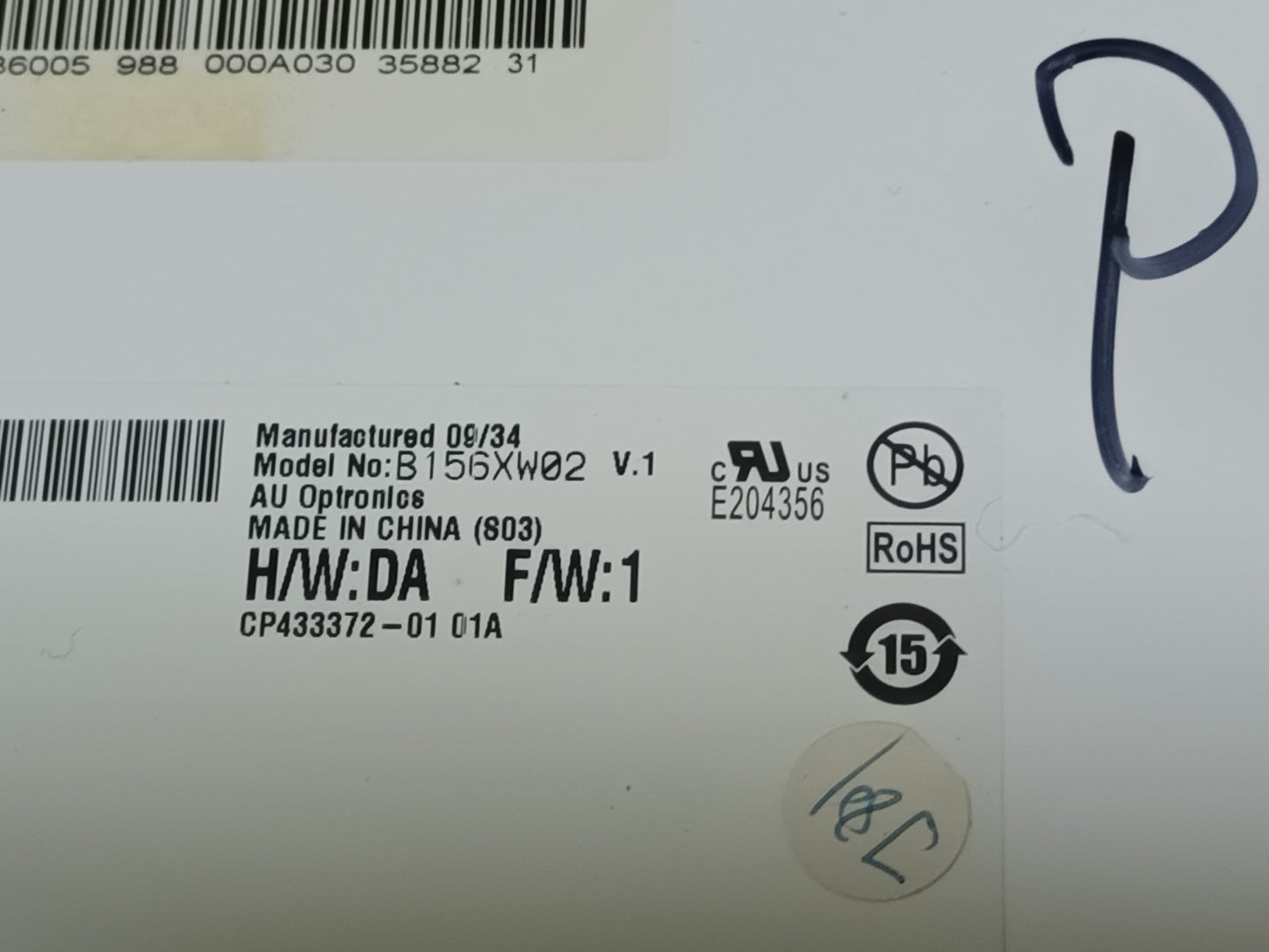 B156XW02 V.1, pantalla de portatil, (ref-99)