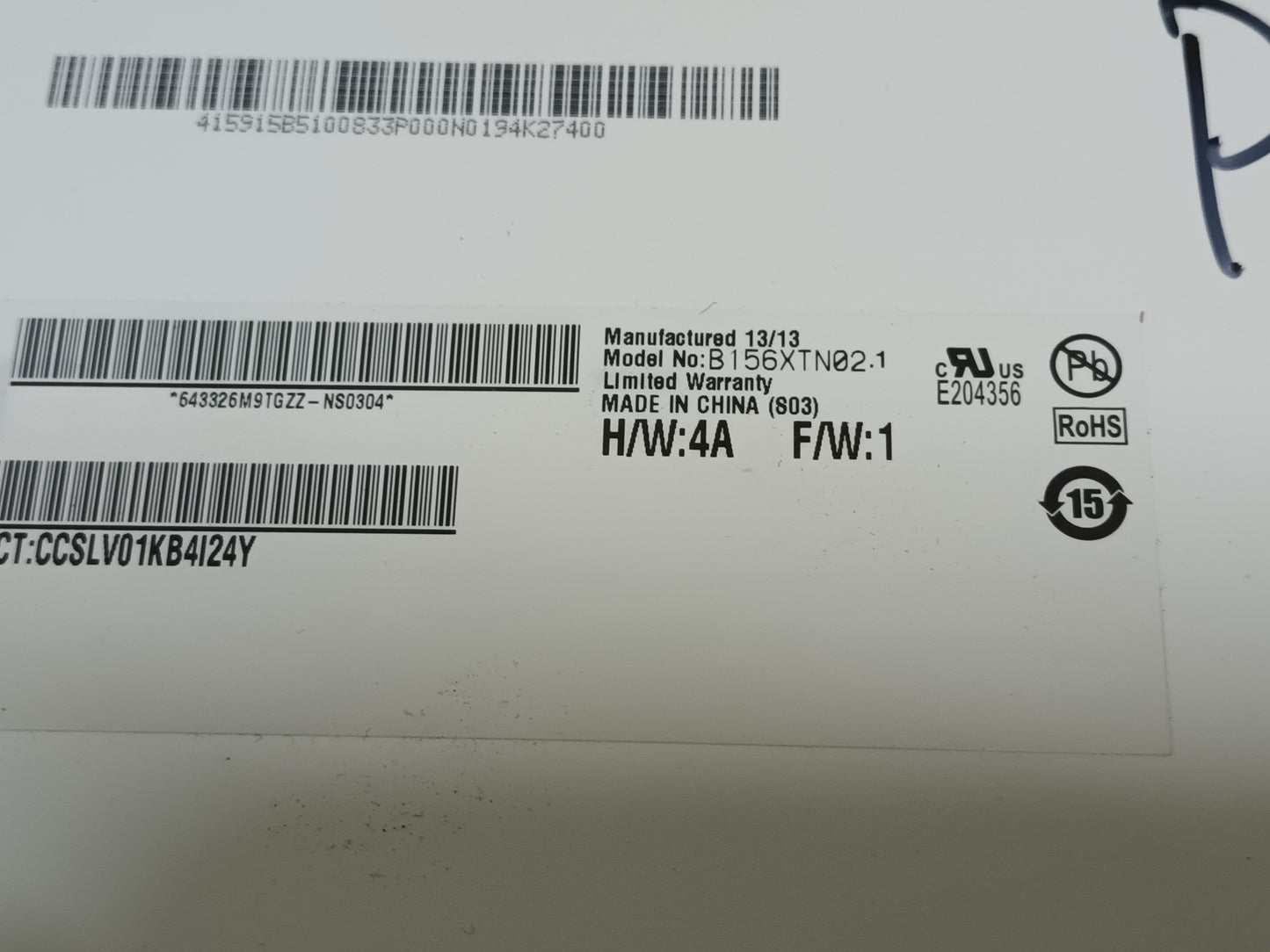 B156XTN02.1, pantalla de portatil, (ref-98)