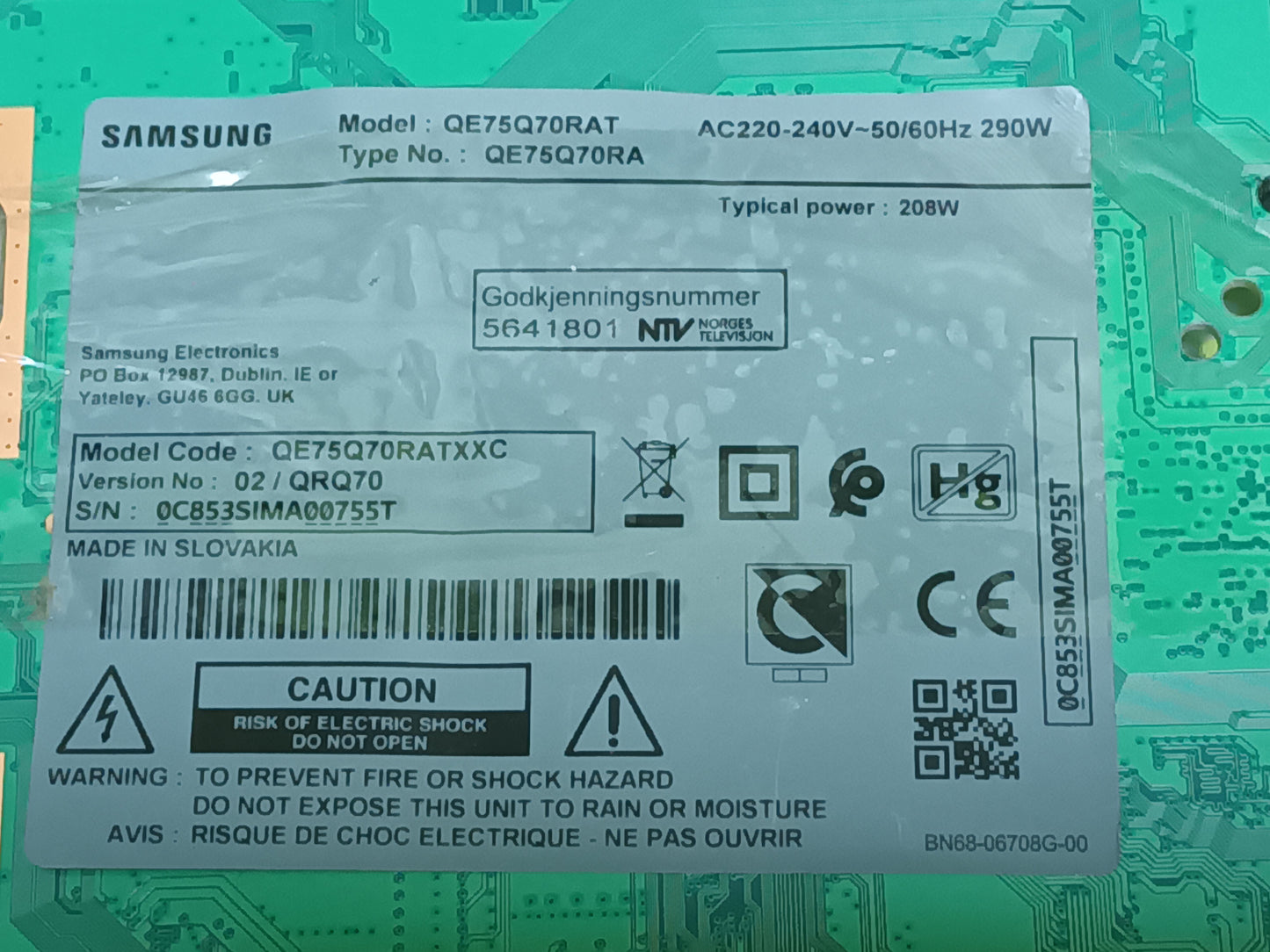 PLACA LED DRIVER, BN44-00991B, de SAMSUNG QE75Q70RAT