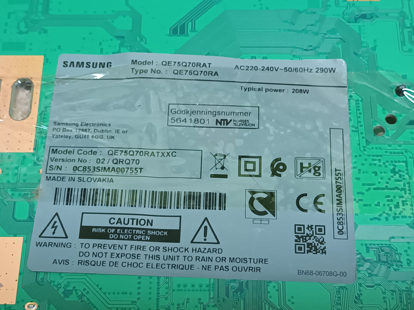BN94-14330D, de SAMSUNG QE75Q70RAT,