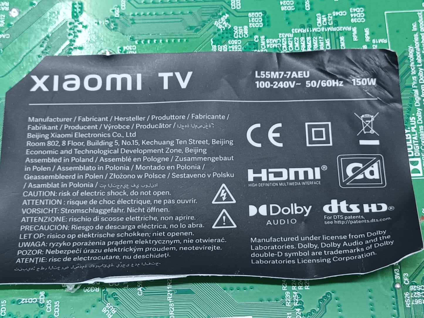 TD.MS6886.793, de XIAOMI TV L55M7-7AEU, NUEVA