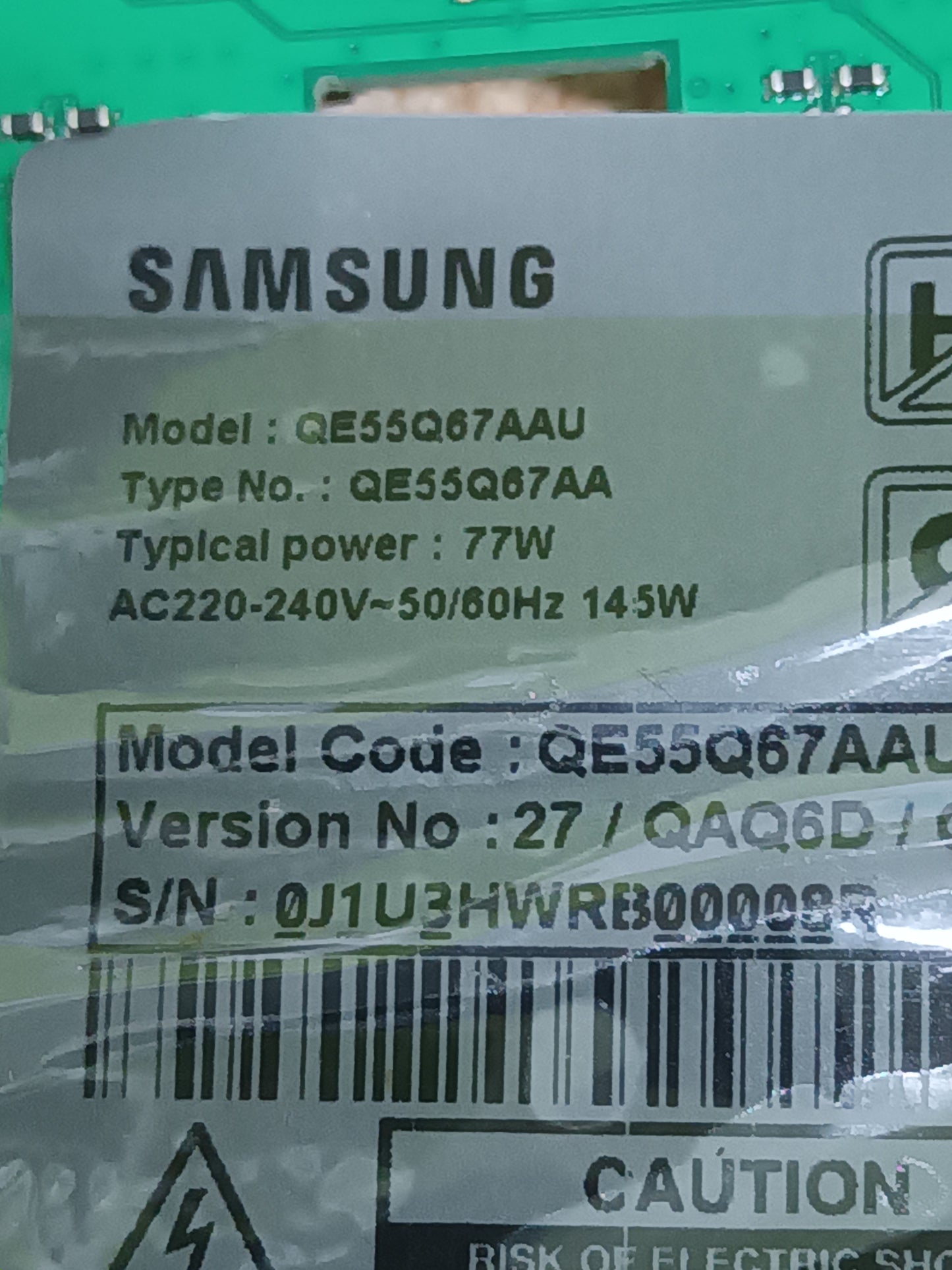 BN94-17253P, DE SAMSUNG QE55Q67AAU,