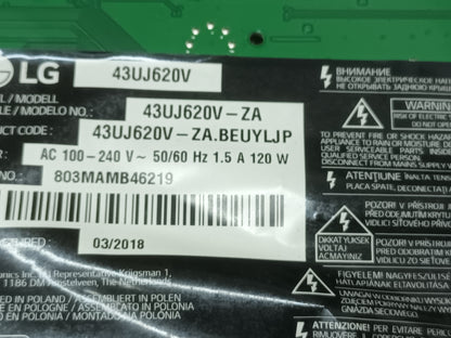 KIT 8 TIRAS DE LED de tv LG43UJ620V