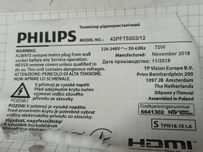 Kit 3 tiras led, desmontada de Philips 43PFT5503/12