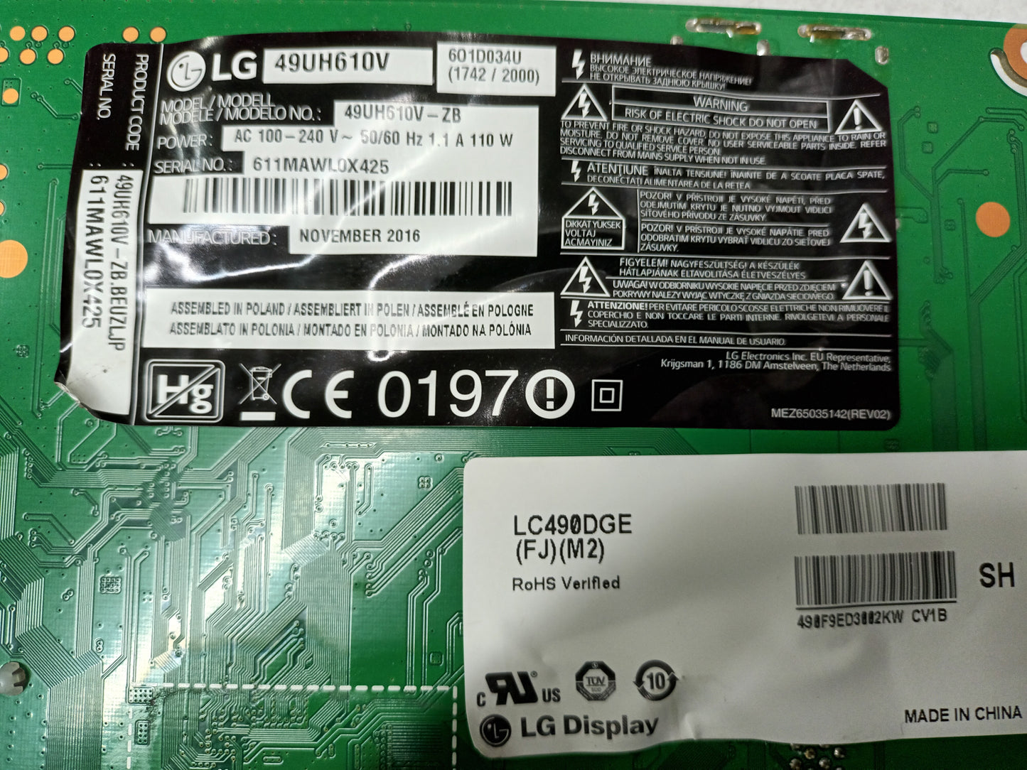 LG49UH610V, componentes tv, (ref-1)