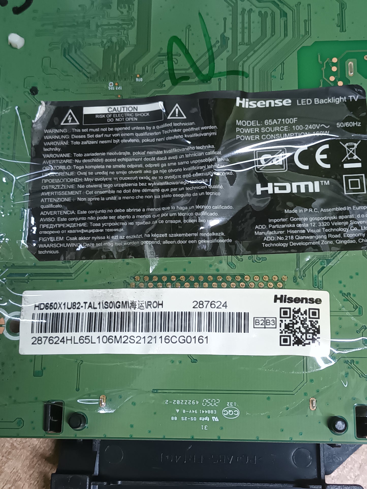 RSAG7.820.10337/R0H, DE HISENSE 65A7100F