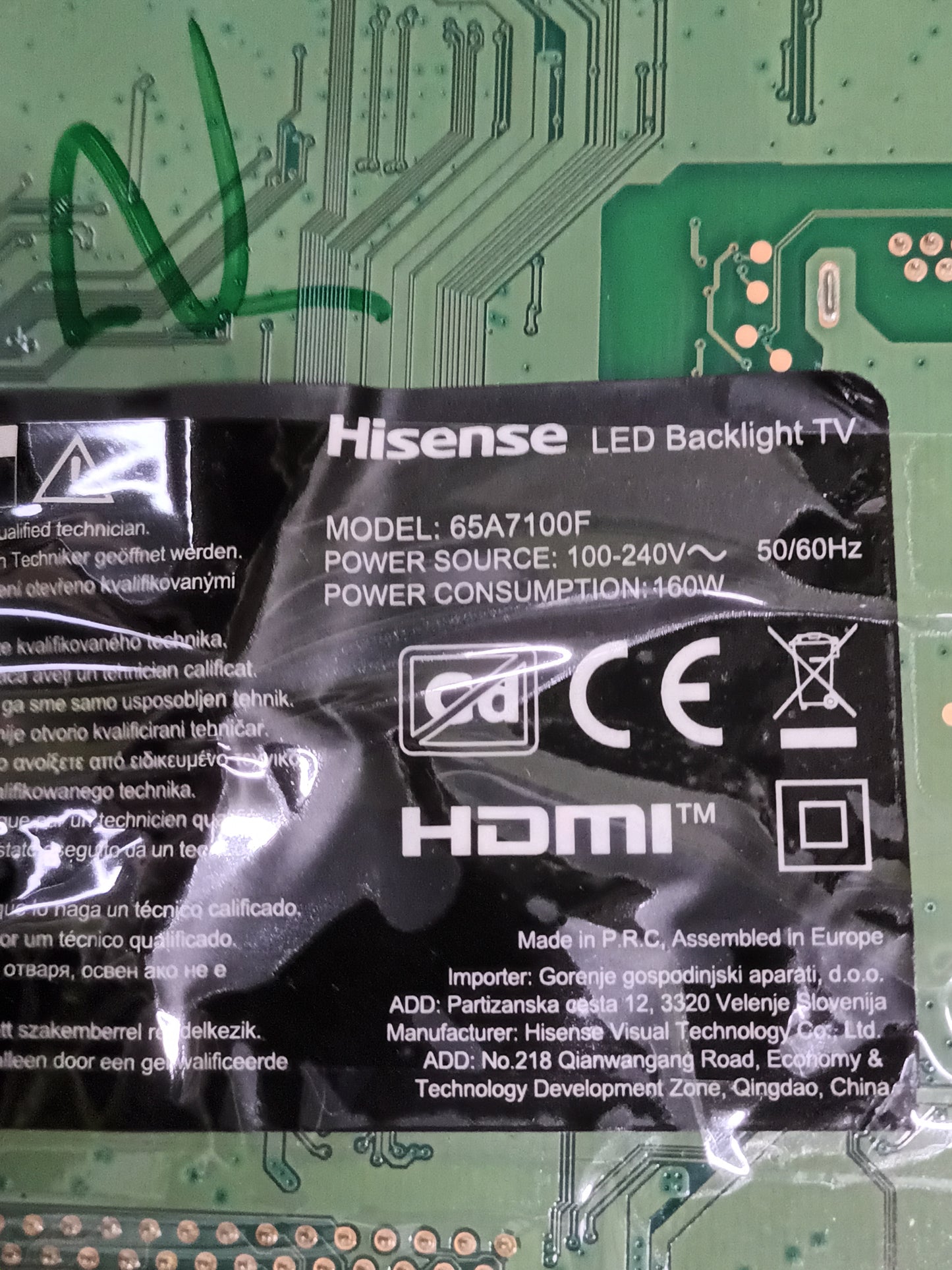 RSAG7.820.10337/R0H, DE HISENSE 65A7100F