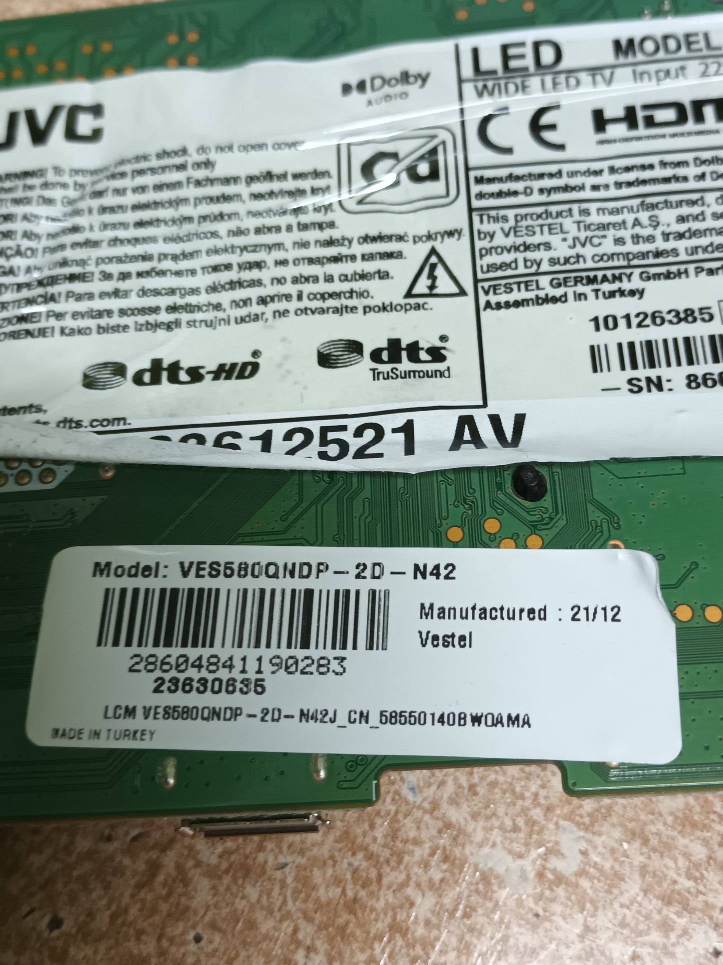 17MB230, de JVC LT-58VU3000, (ref-123)