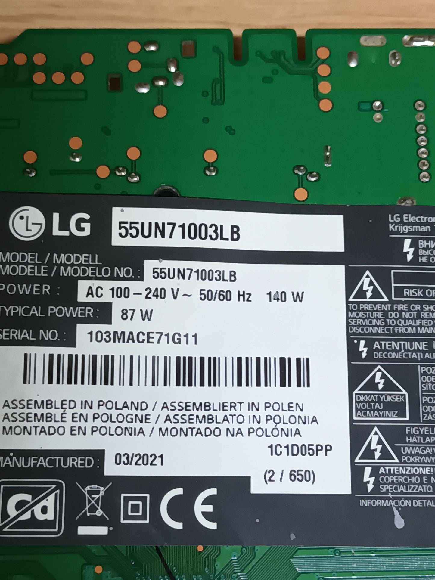 EAX67865201(1.7), de LG 55UN71003LB