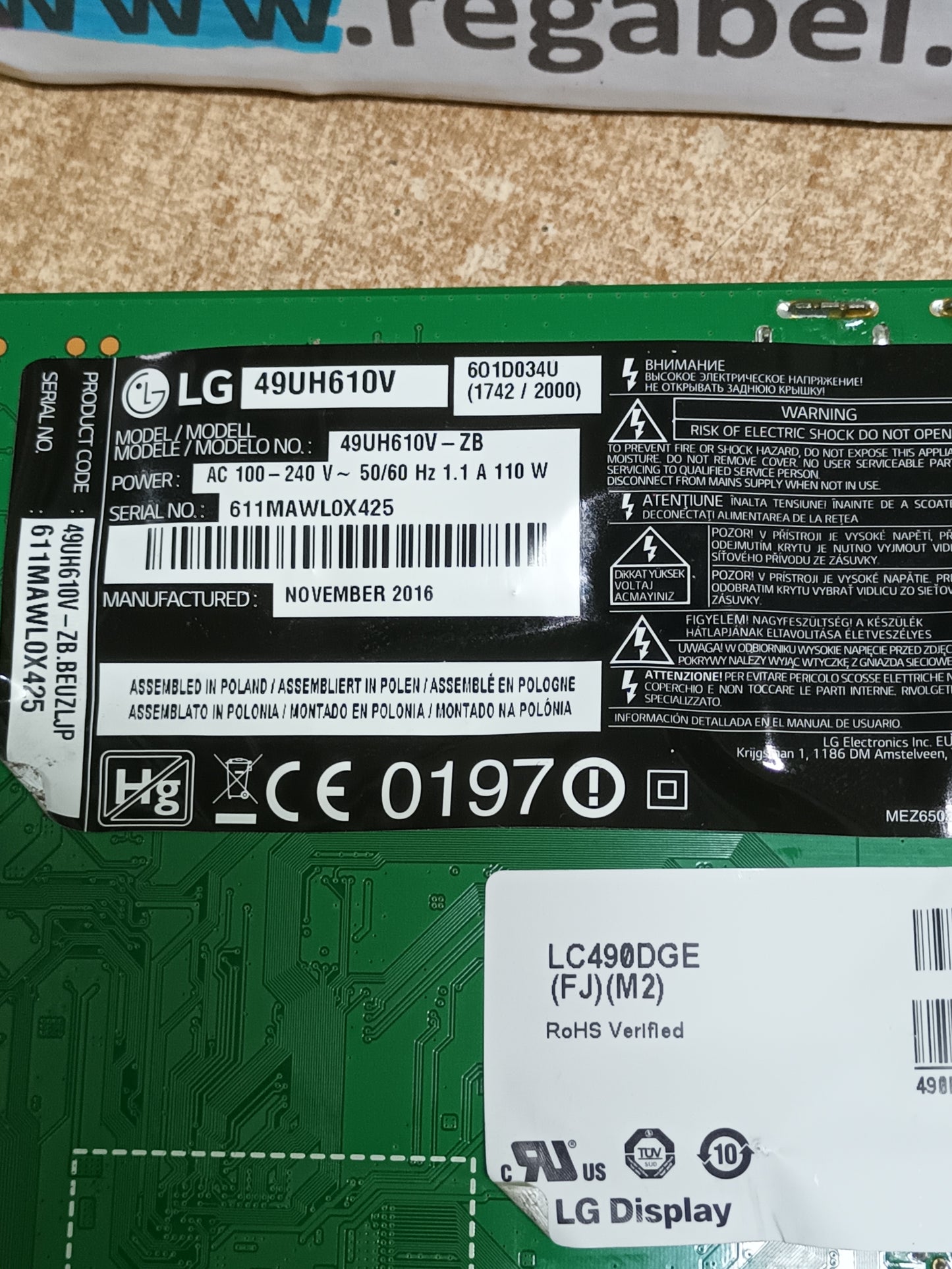 EAX66943504(1.0), EBT64272509, de LG49UH610V