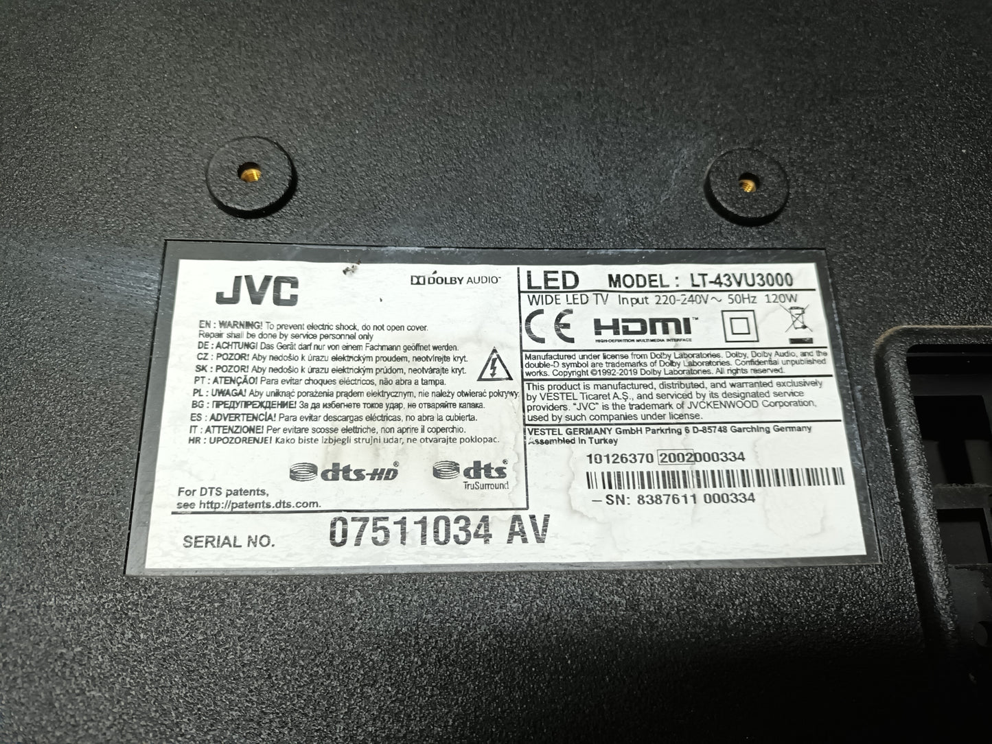 HV430QUBH10, de JVC LT-43VU3000