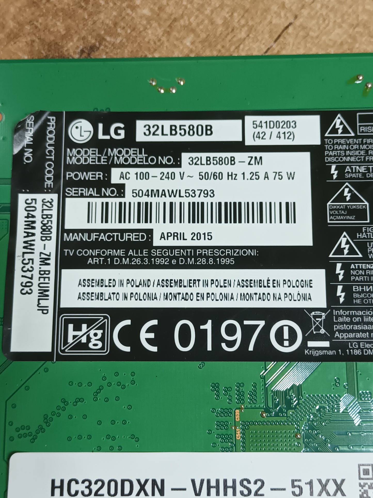 EAX65391401(3.0) de LG32LB580B,