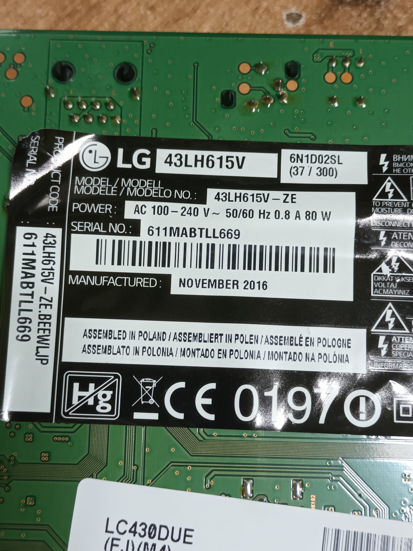 soporte, pies de LG43LH615V