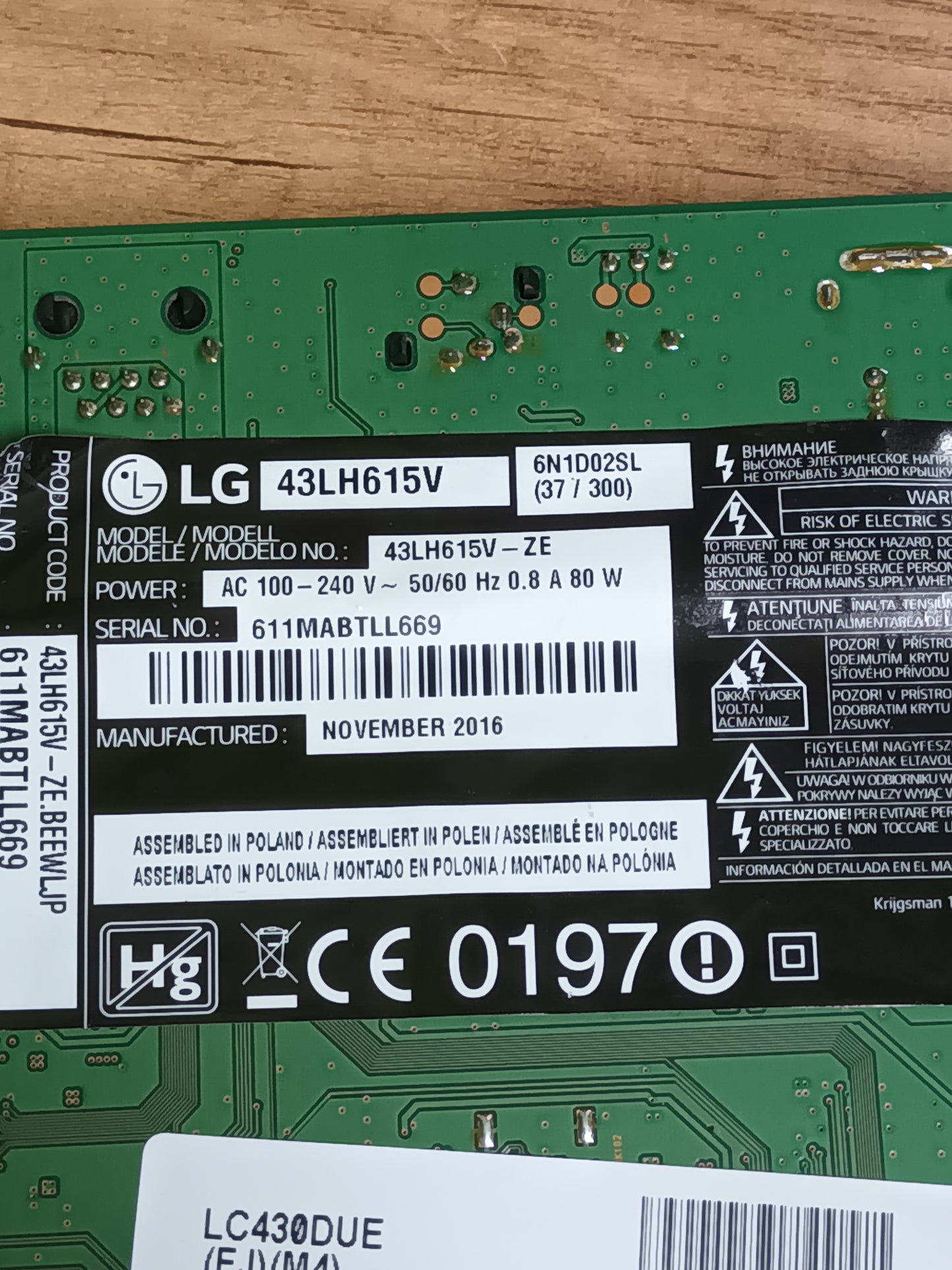 EAX66793101(1.6) de LG43LH615V