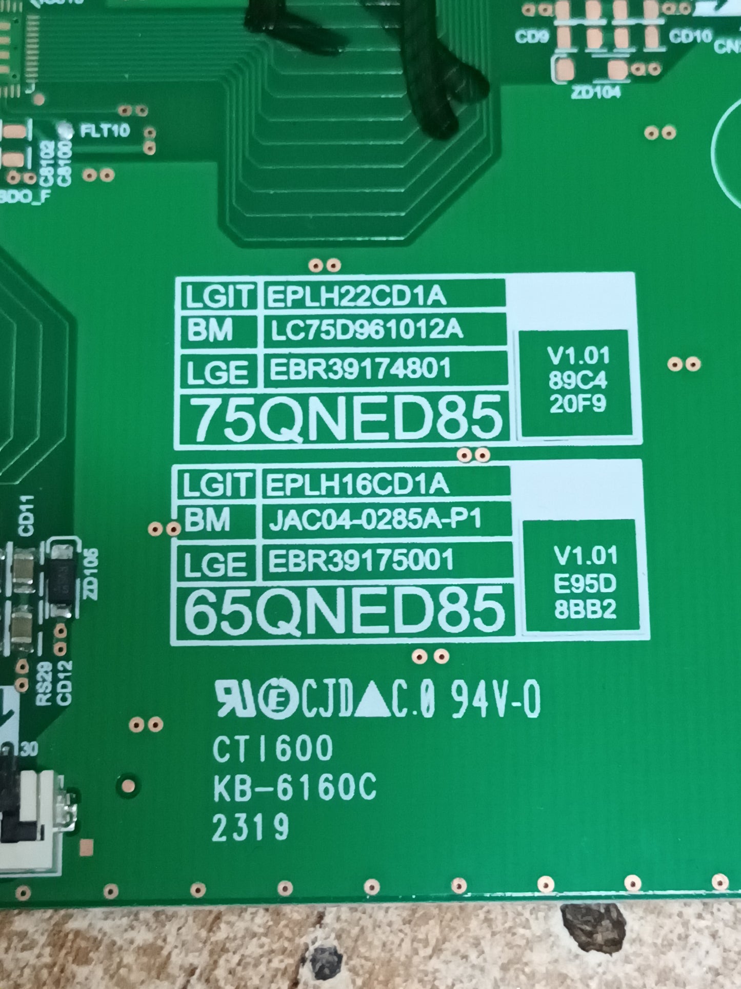 EPLH16CD1A, EBR39175001 de LG65QNED866RE