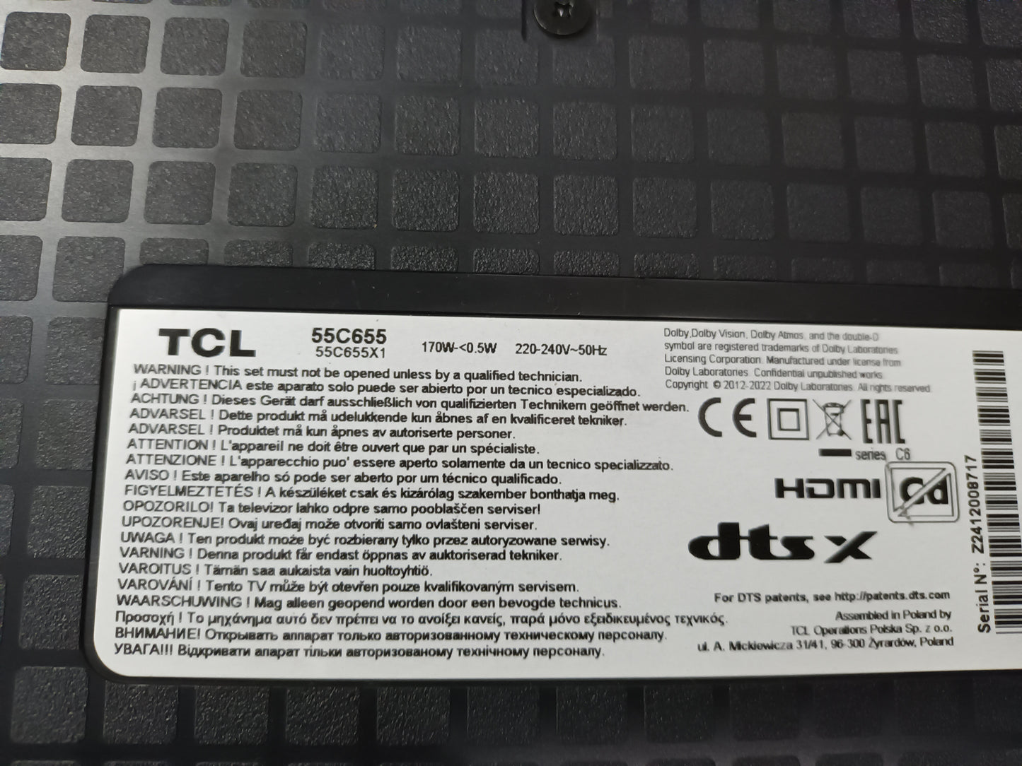 40-L17SW2-PWE1KG, de TCL 55C655