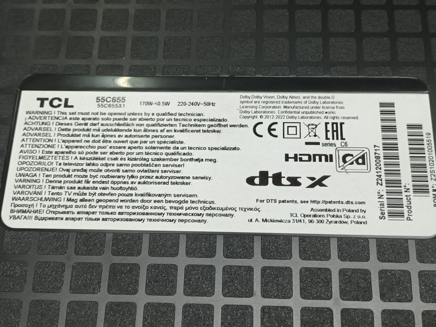 KIT 4 tiras de TCL55V655