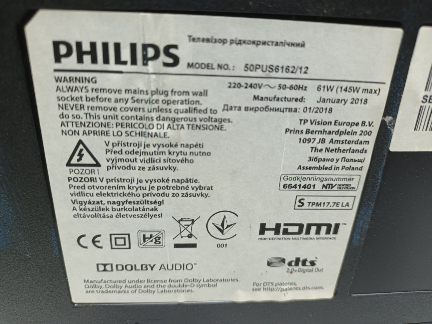 soporte, peana de PHILIPS 50PUS6162/12,