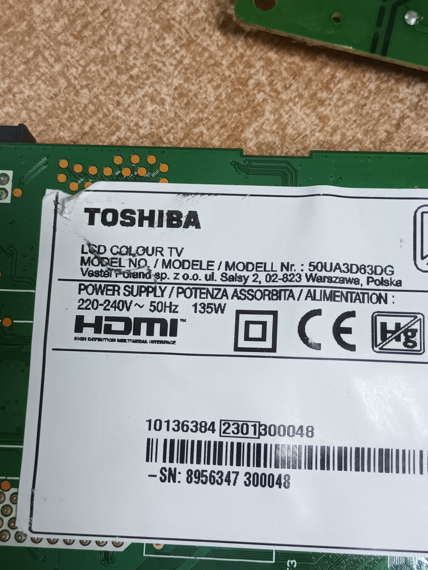 17IPS72, 23521004, de TOSHIBA 50UA3D63DG