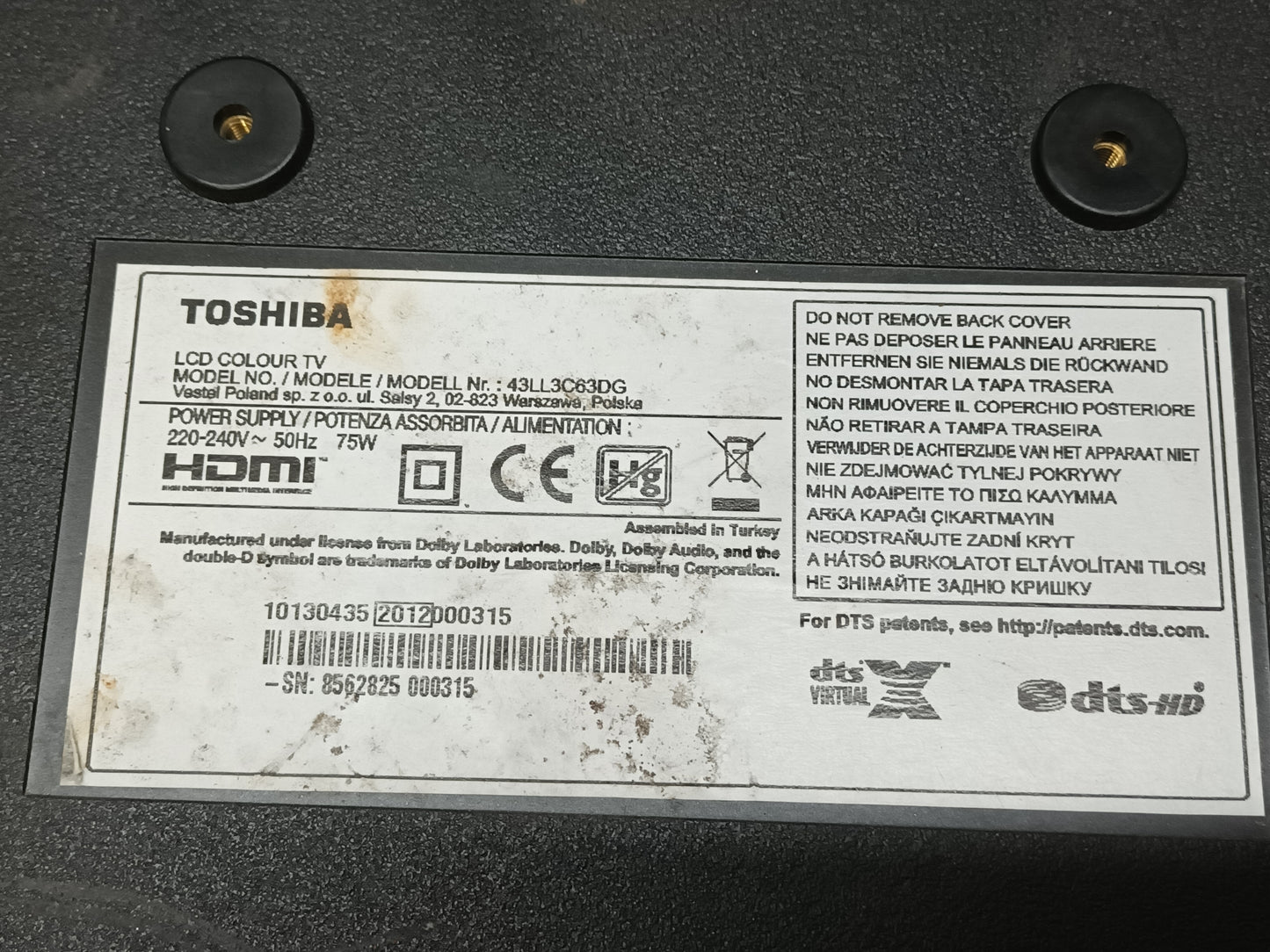 17IPS62- 23581201, de Toshiba 43LL3C65DG