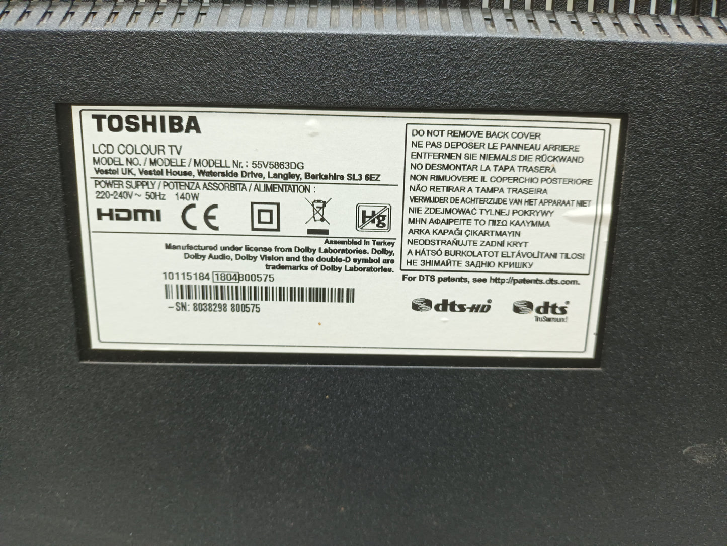 17IPS72- 23388738, de Toshiba 55V5863DG